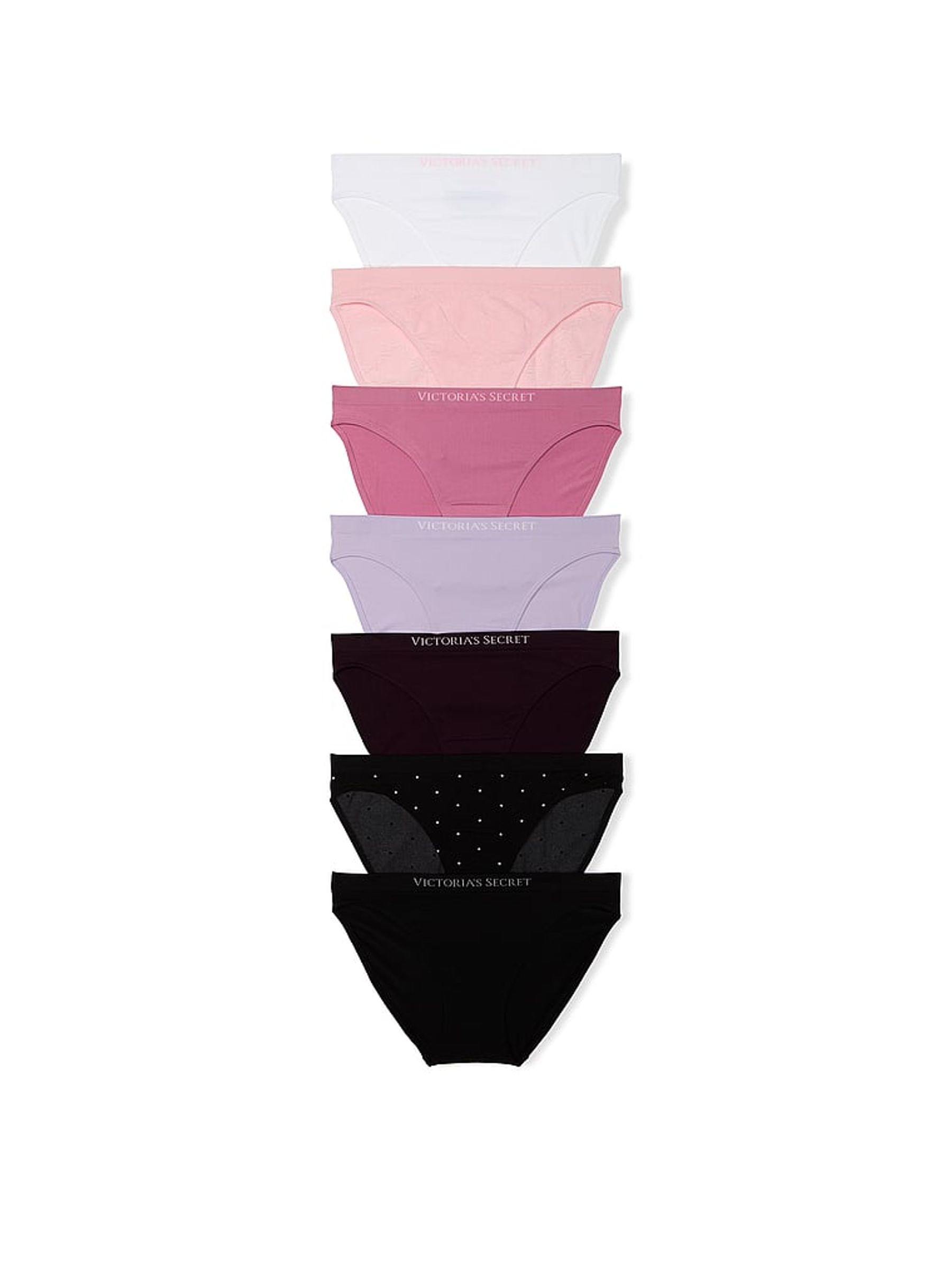 White/Pink/Purple/Black Bikini 7 Pack Knickers - Image 1 of 2