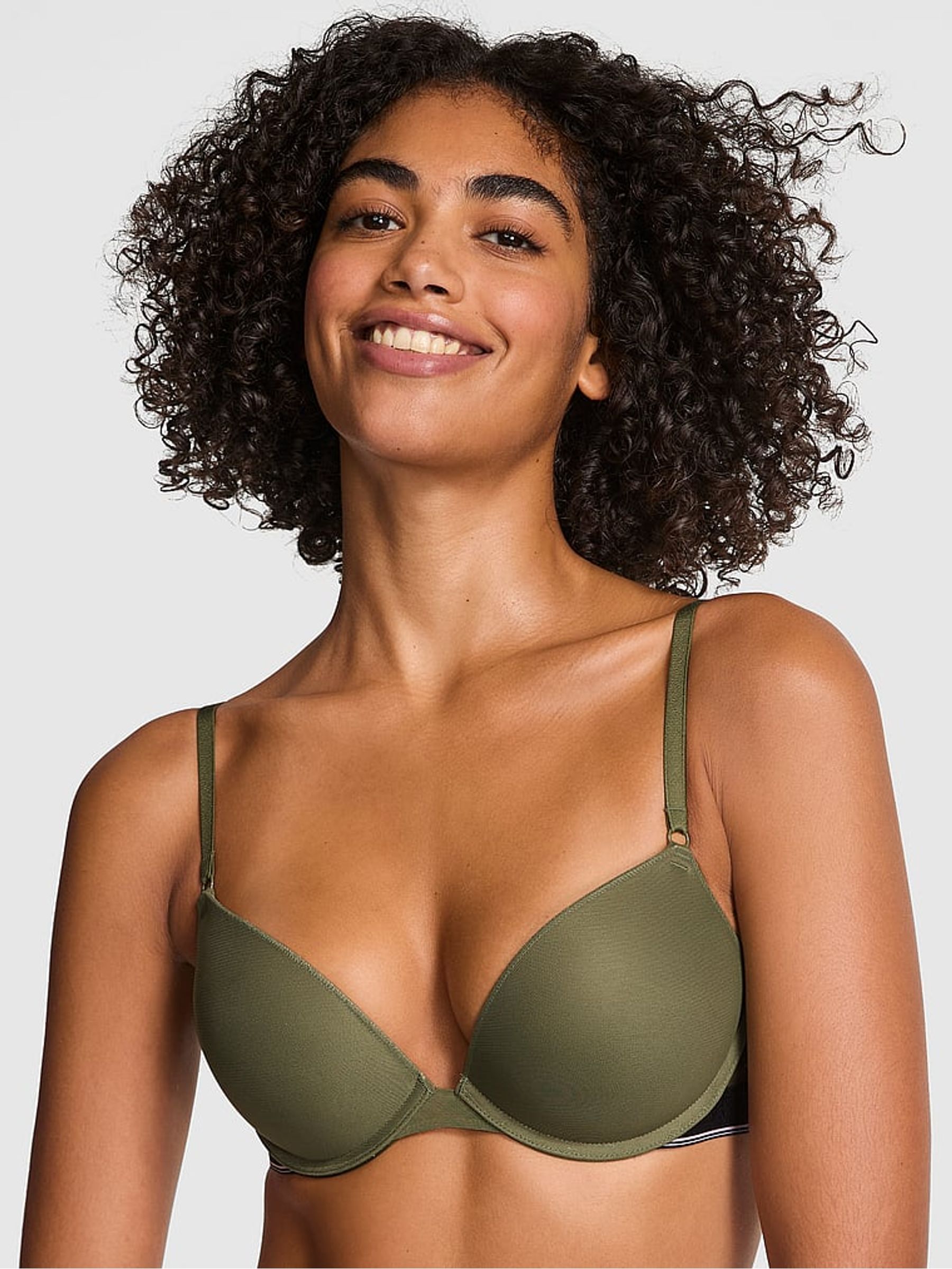 Olive Green Super Push Up Mesh Bra - Image 1 of 3