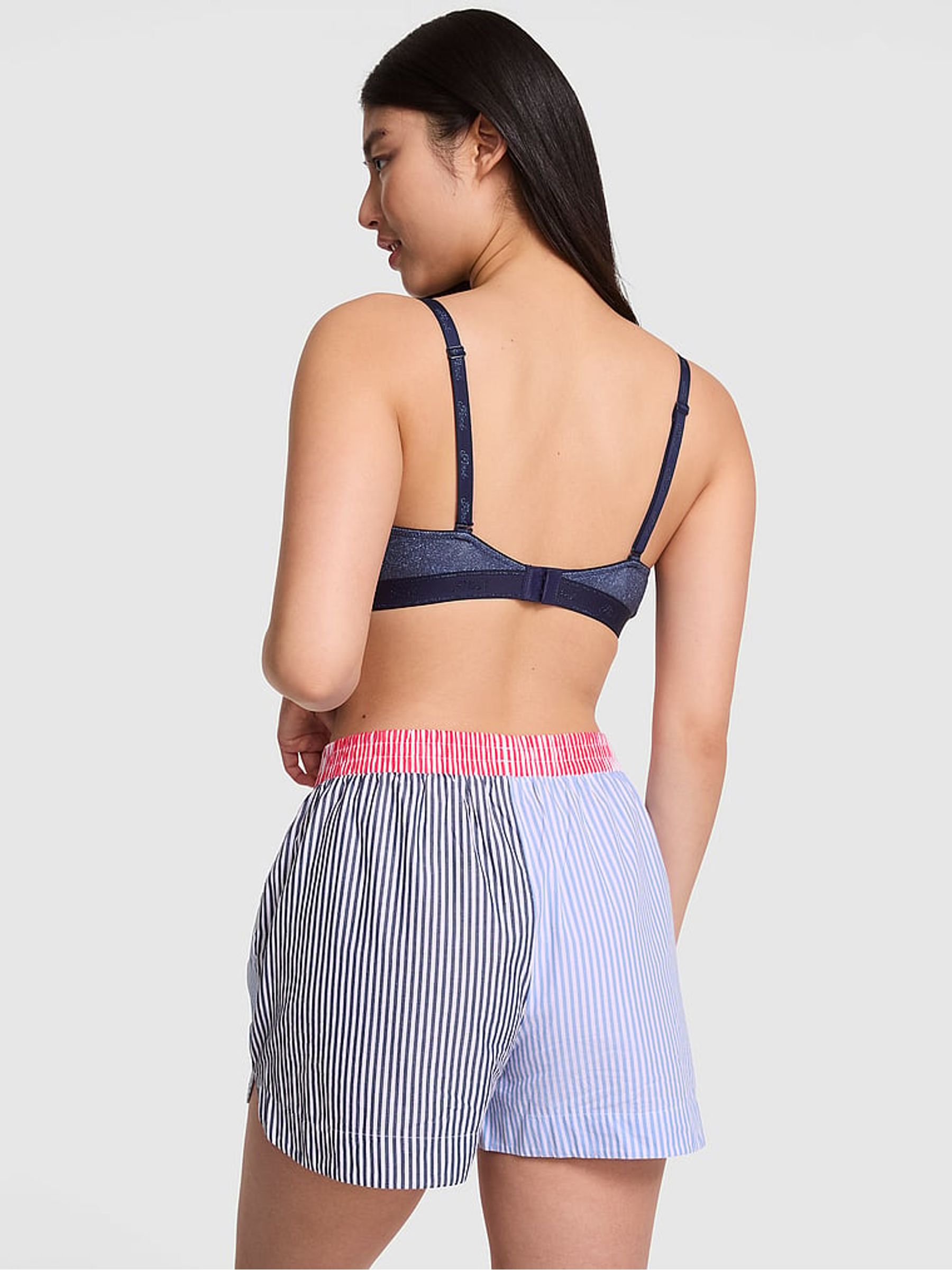 Red and Blue Stripe Short Boyfriend Pyjama Bottoms - Image 2 of 3