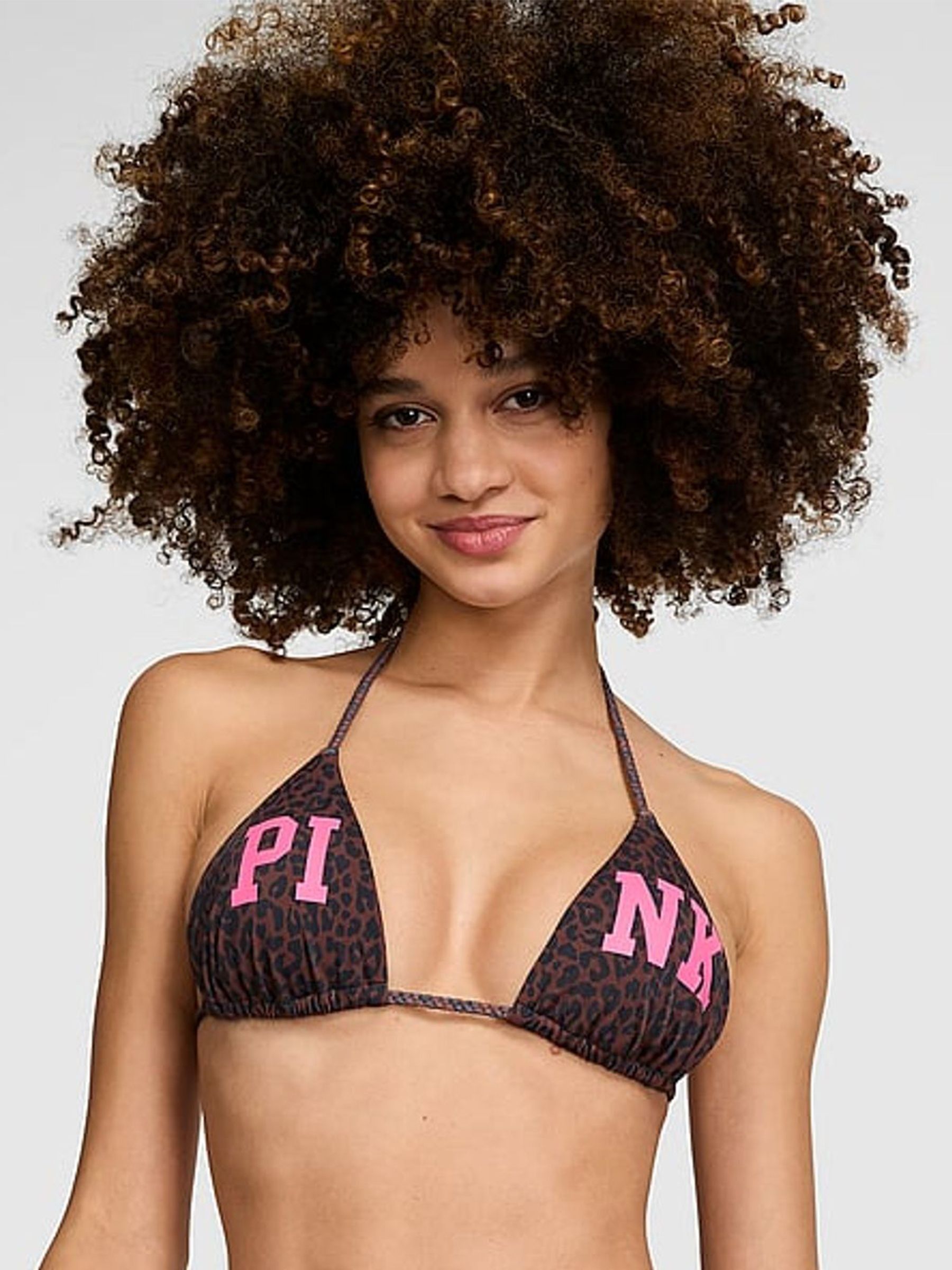 Brown Leopard Triangle Terry Bikini Top - Image 1 of 3