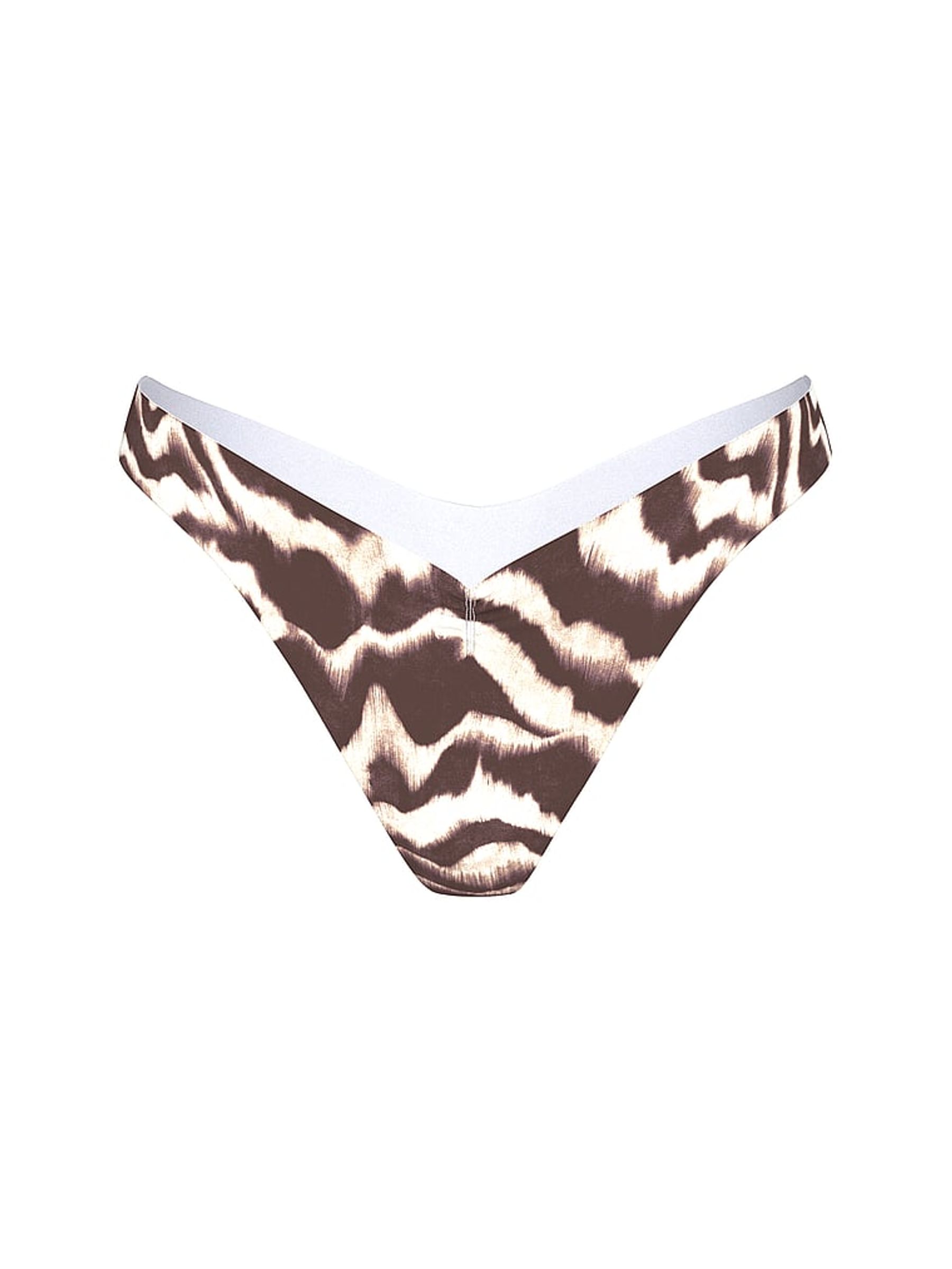 Zebra Brown Thong Bikini Bottoms - Image 3 of 3