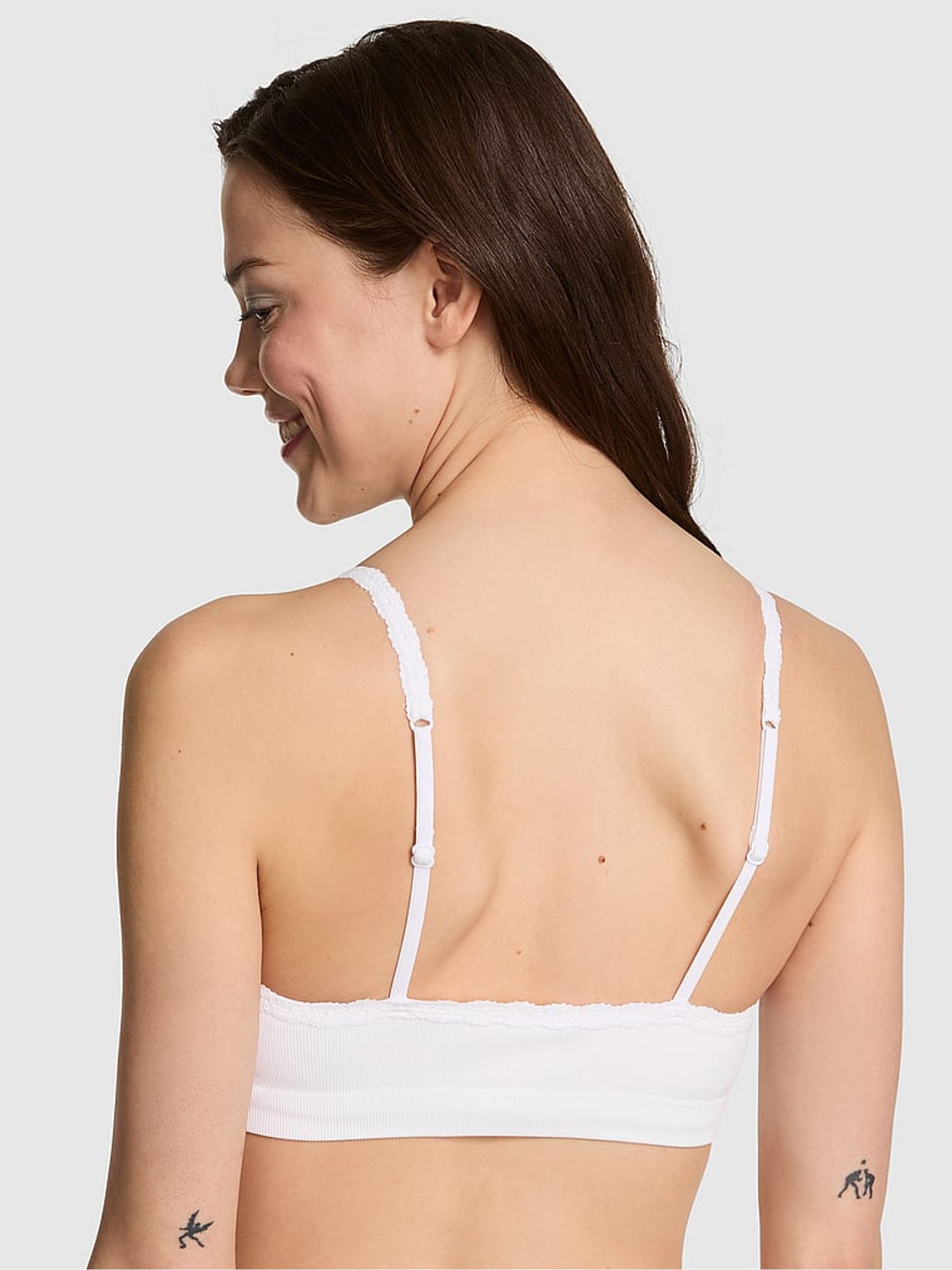 White Non Wired Push Up Seamless Rib Bralette - Image 2 of 2