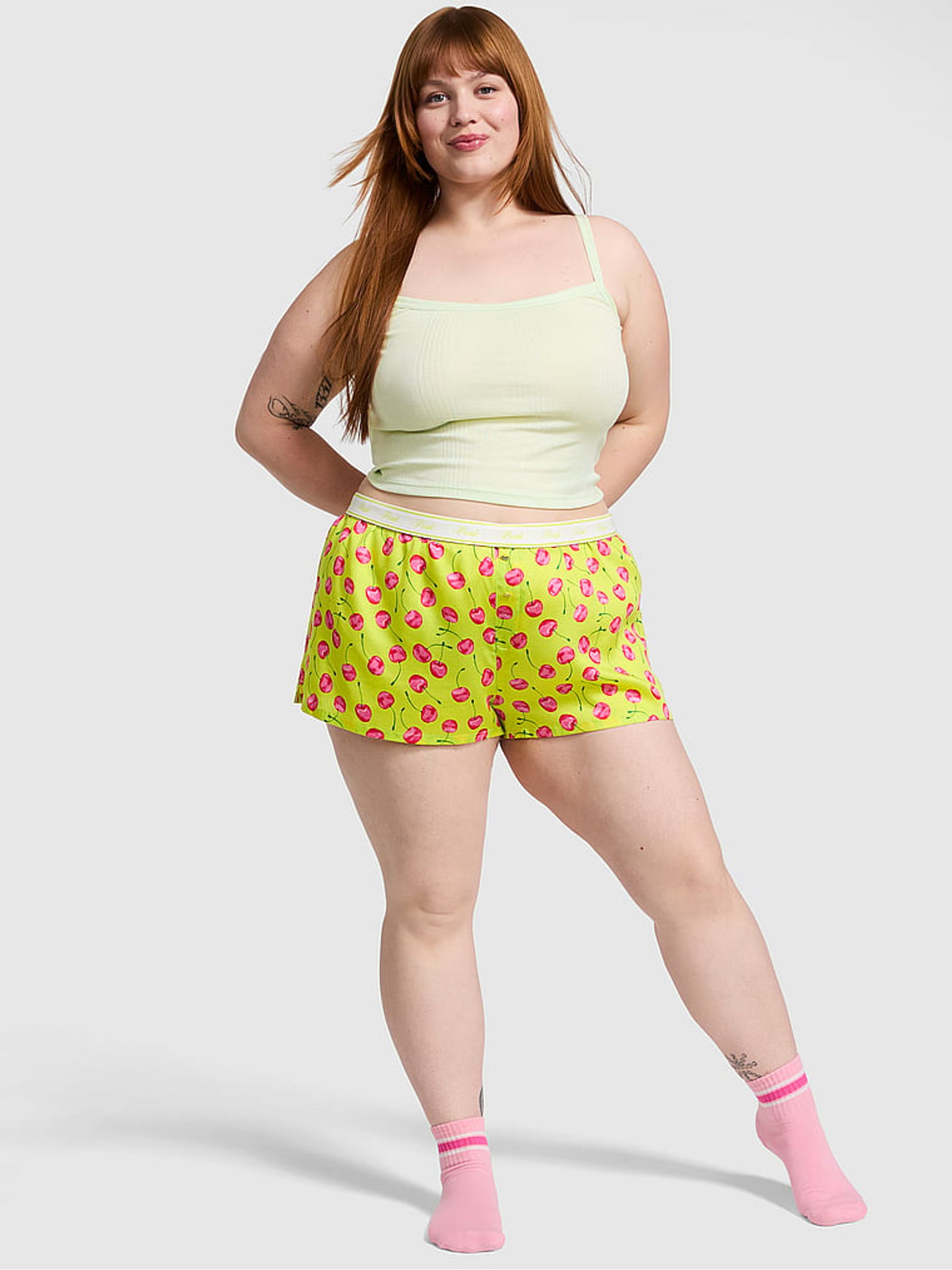 Lime Green Cherries Short Pyjama Bottoms - Image 1 of 2