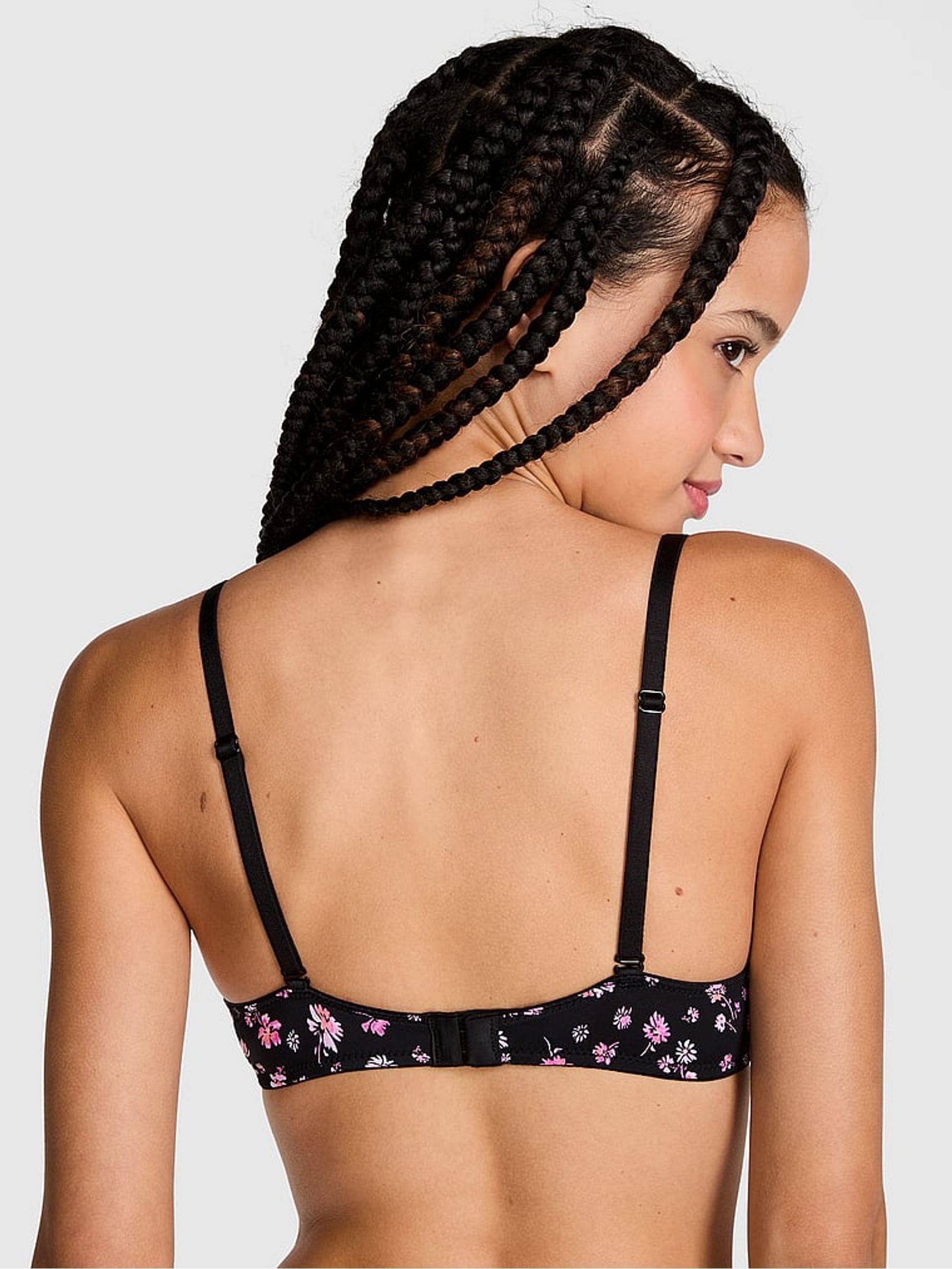 Black Floral Print Push Up Bra - Image 2 of 4