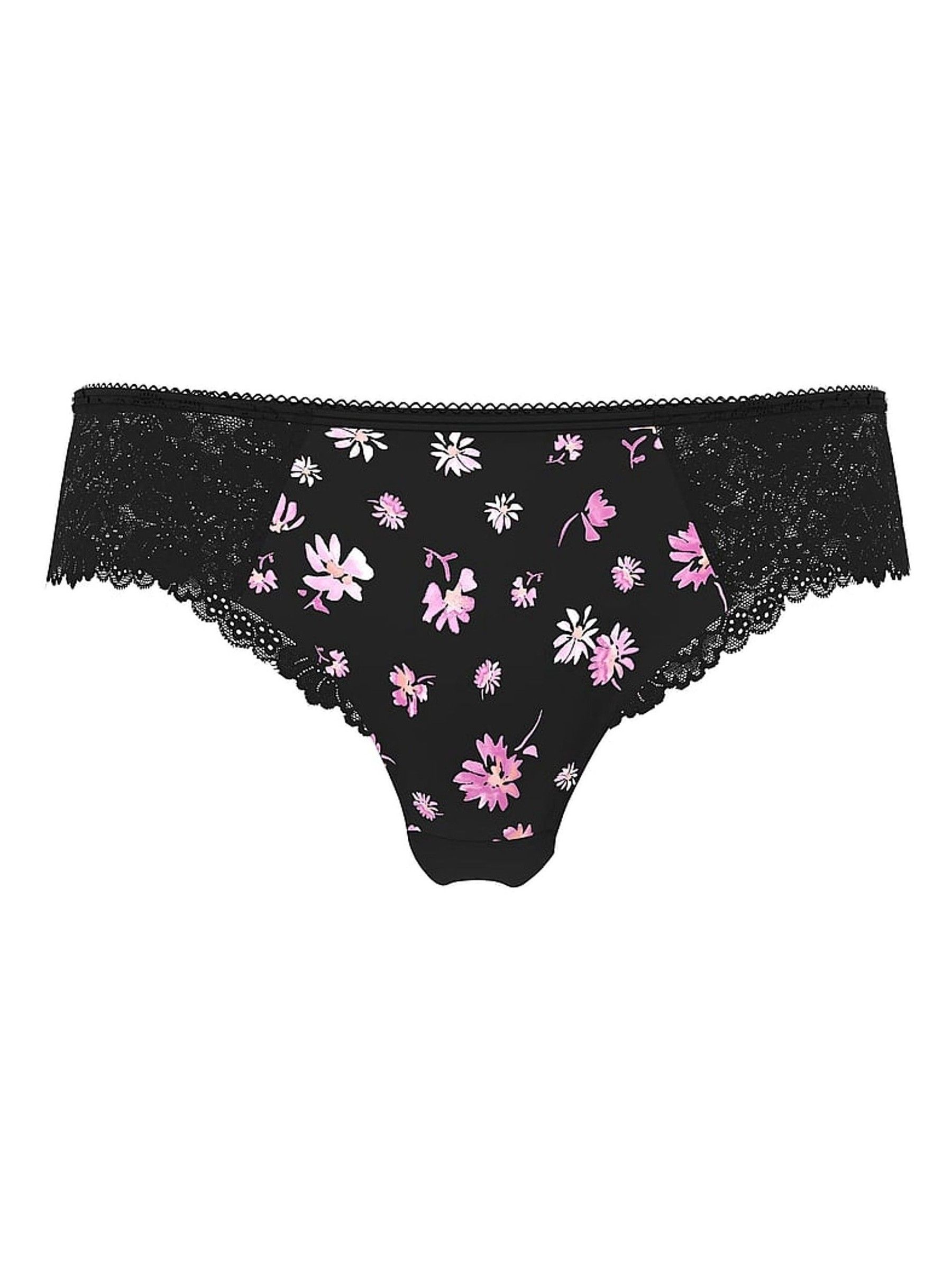 Black Floral Lace Thong Knickers - Image 3 of 3