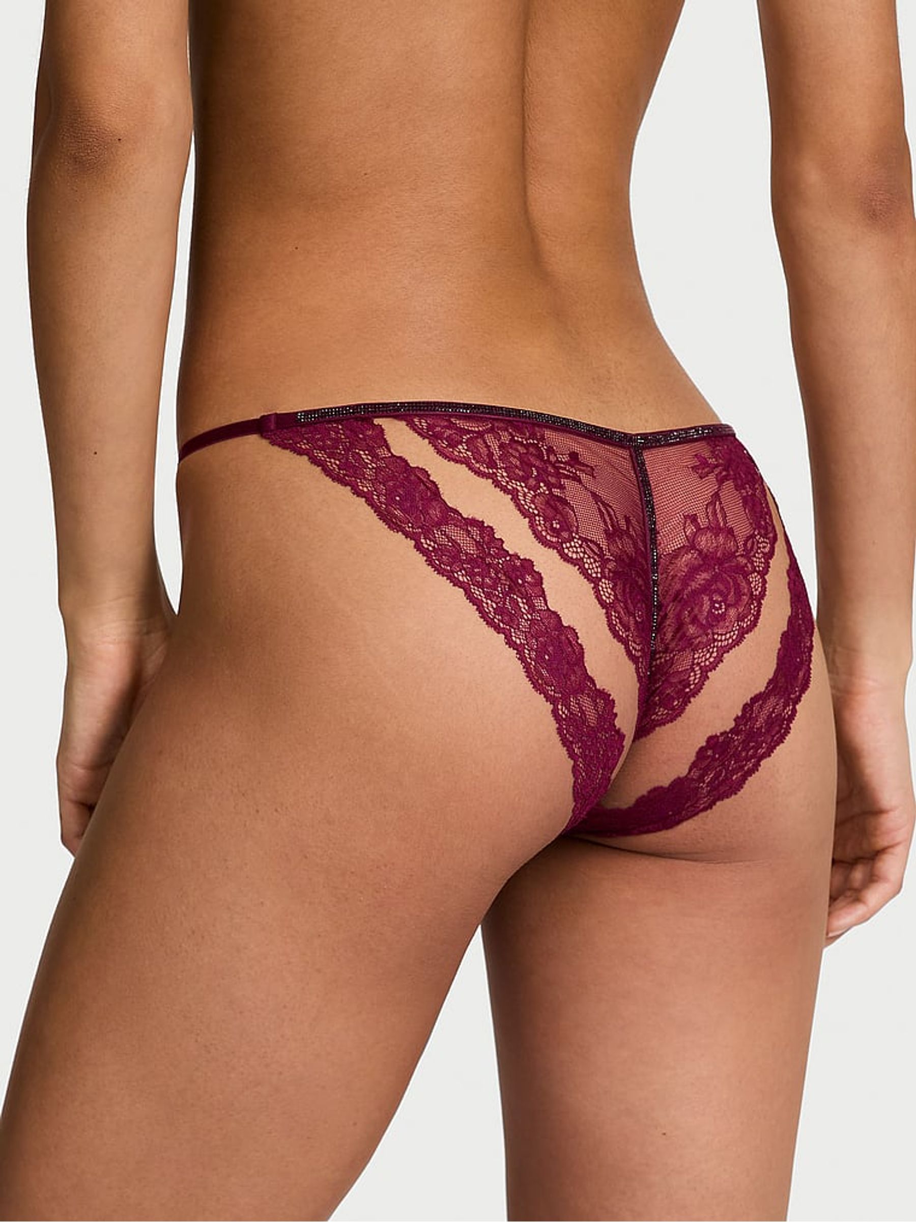 Kir Red Bikini Sheer Shine Lace Knickers - Image 2 of 2