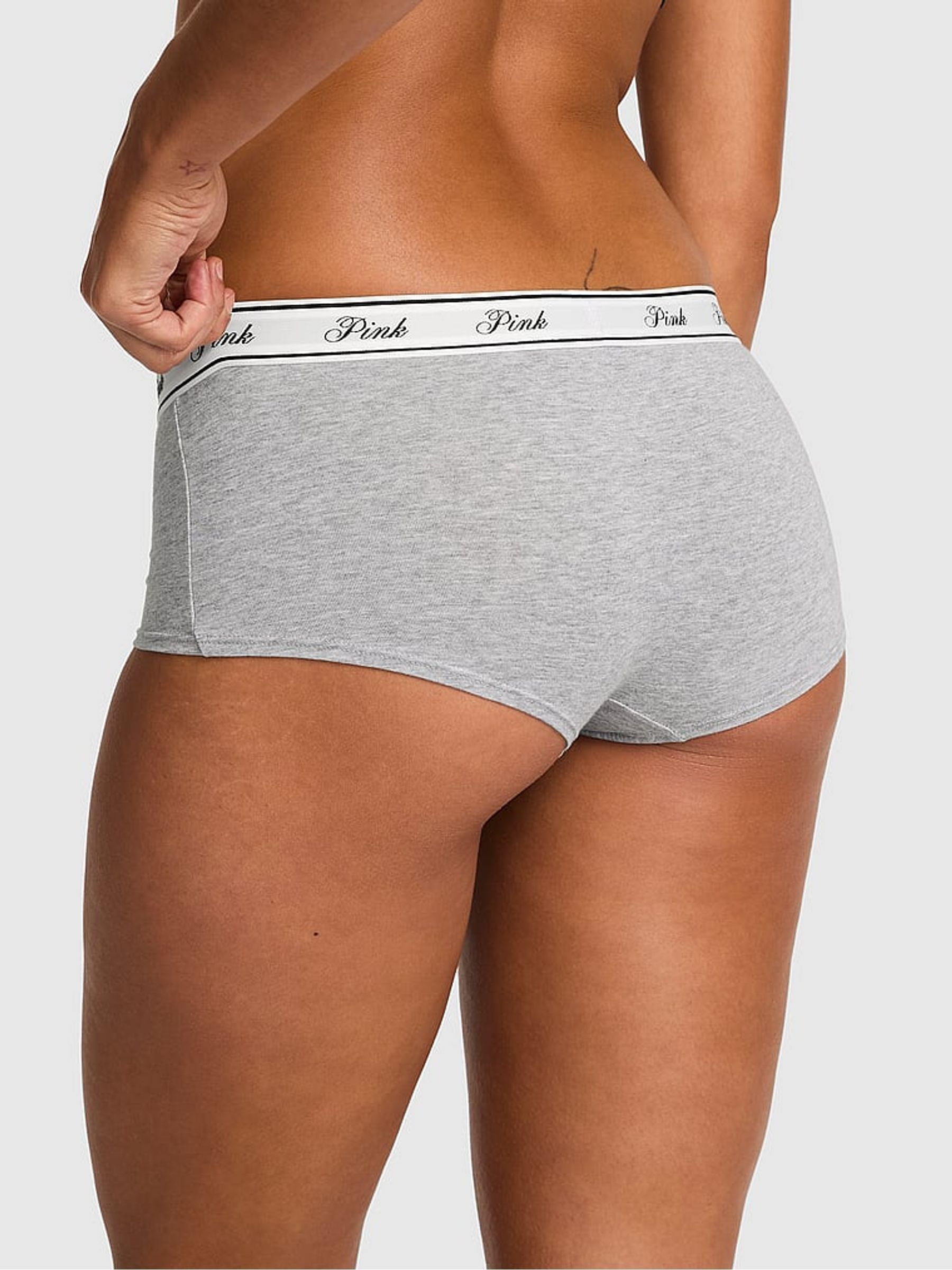 Grey Heather Short Cotton Logo Knickers - Image 2 of 3