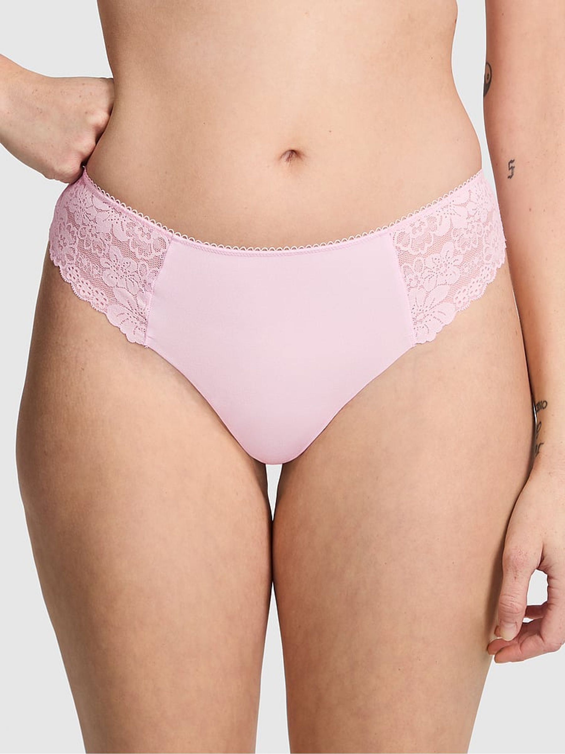 Pink Tulip Lace Thong Knickers - Image 1 of 3