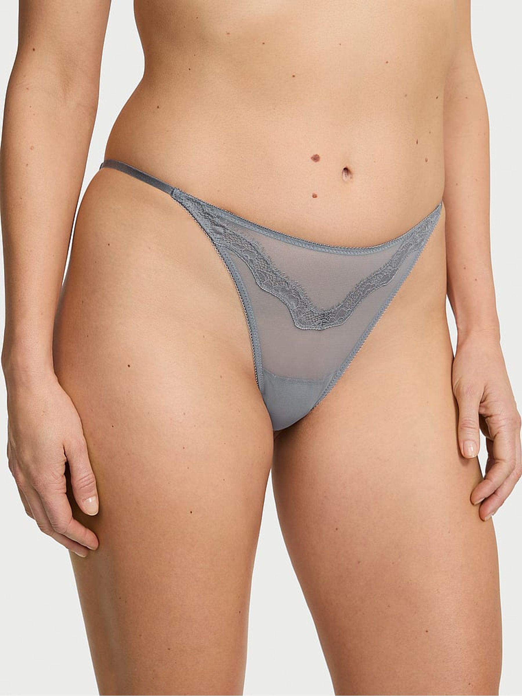 Asteroid Grey Bikini Sheer Shine Lace Knickers - Image 1 of 2