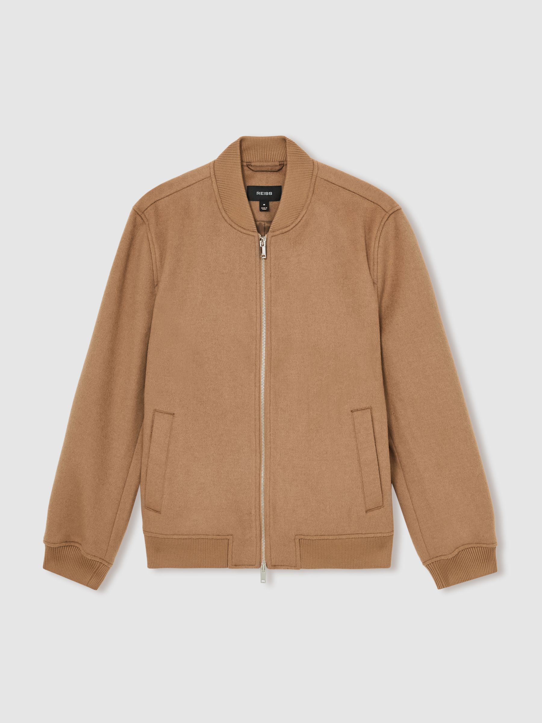 Brushed Wool-Blend Bomber Jacket in Camel - Image 2 of 6