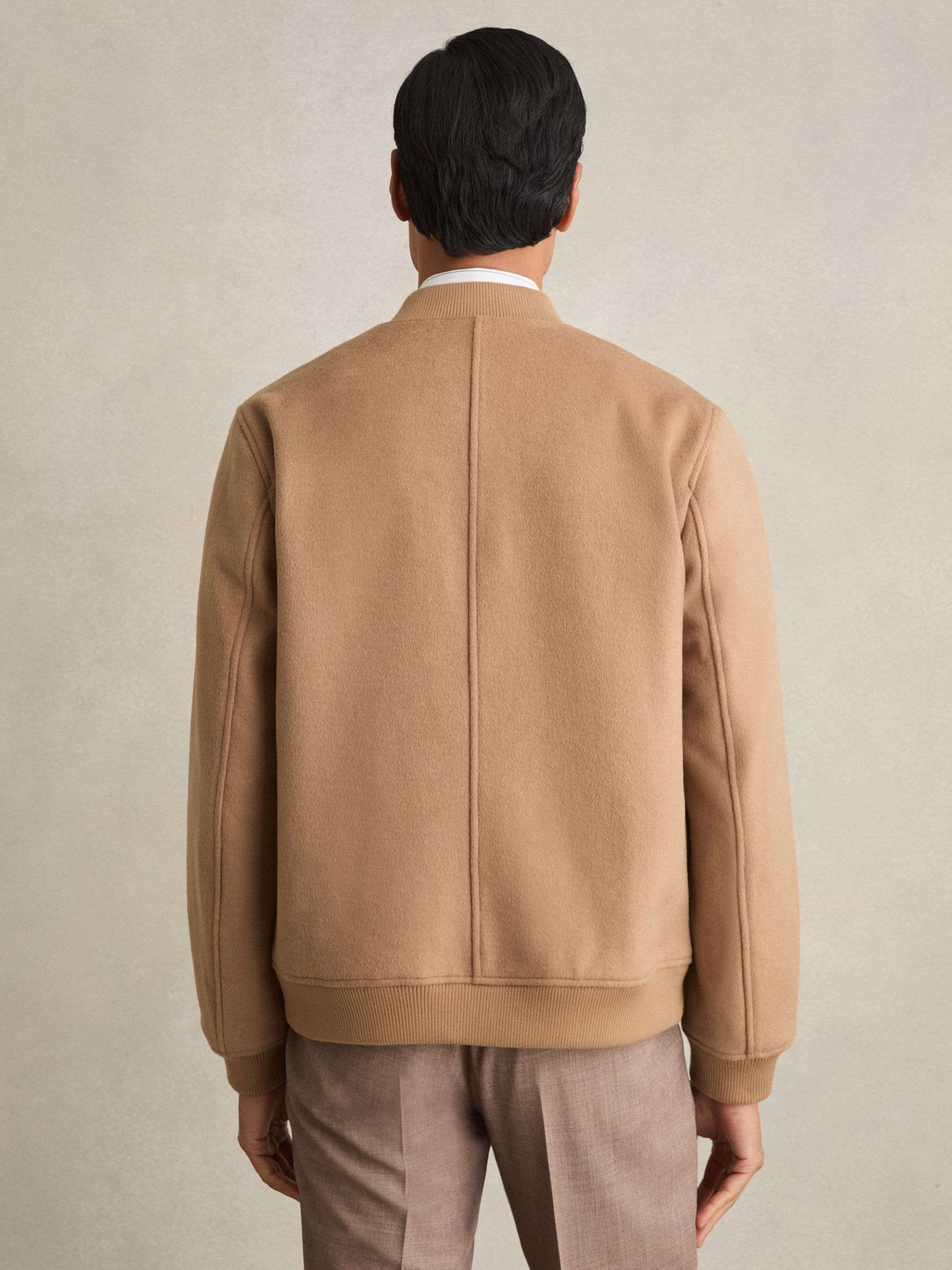 Brushed Wool-Blend Bomber Jacket in Camel - Image 5 of 6