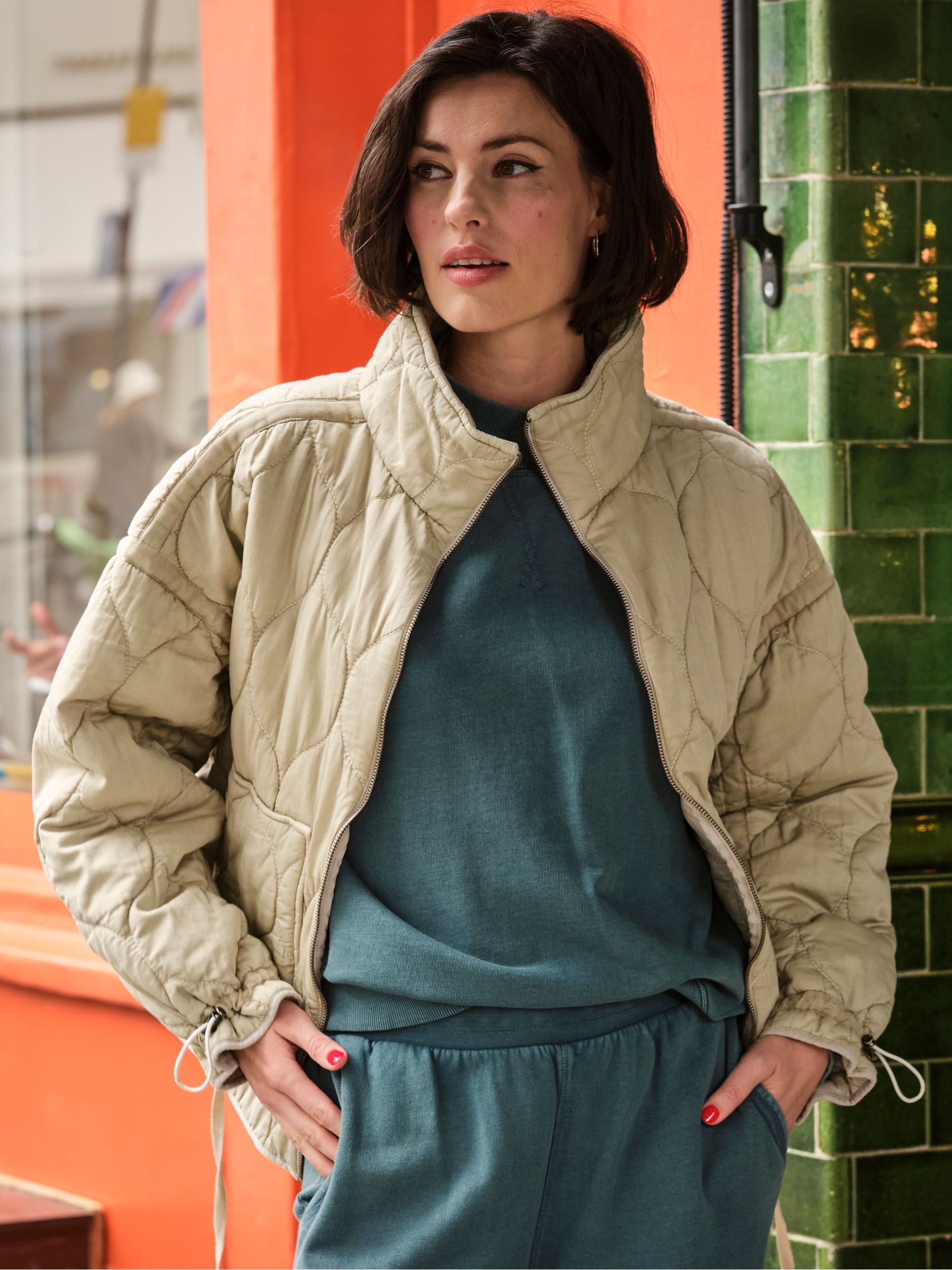 Maja Light Green Quilted Jacket - Image 1 of 6