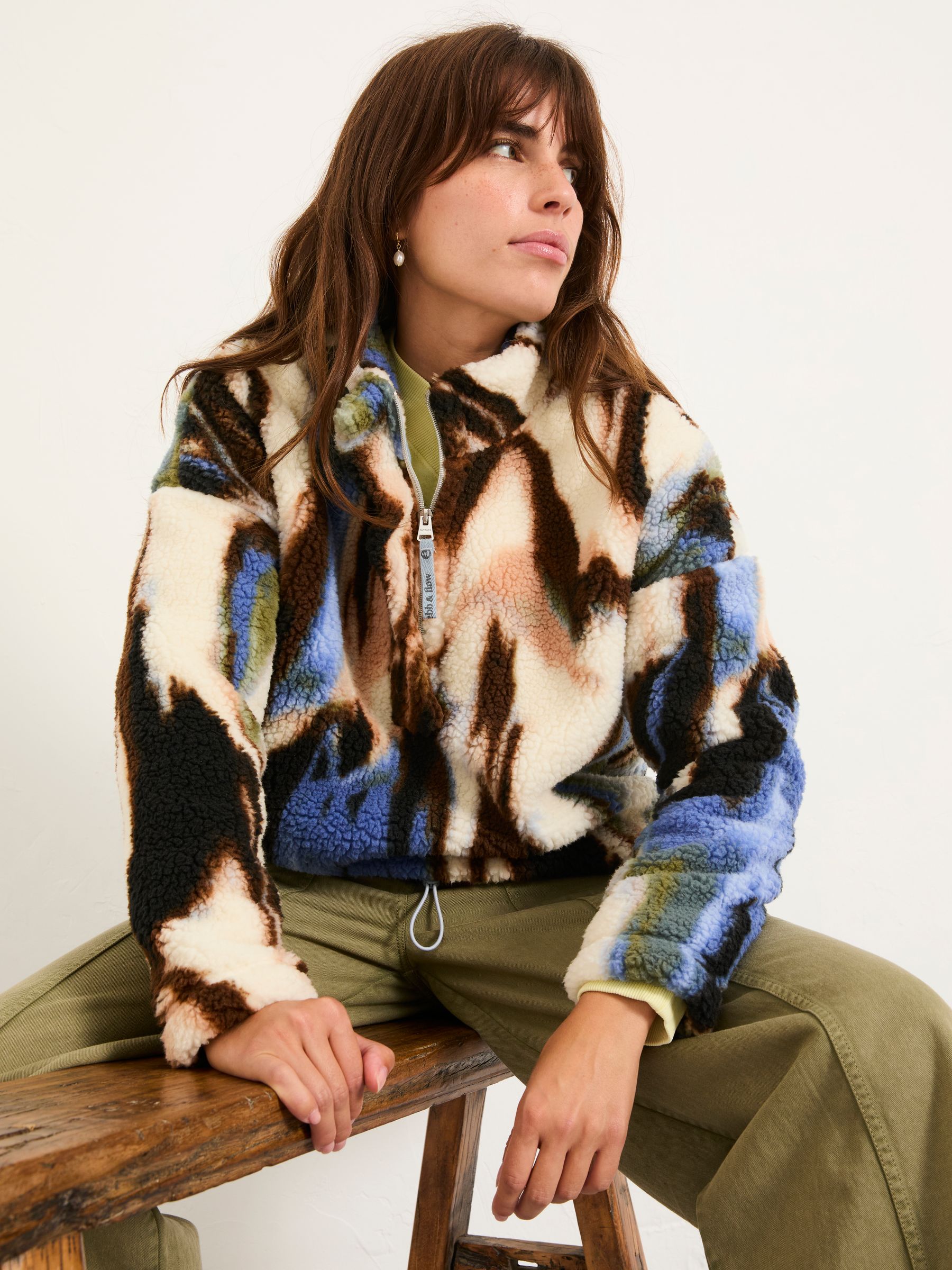 Raya Natural Printed Half Neck Fleece - Image 1 of 5