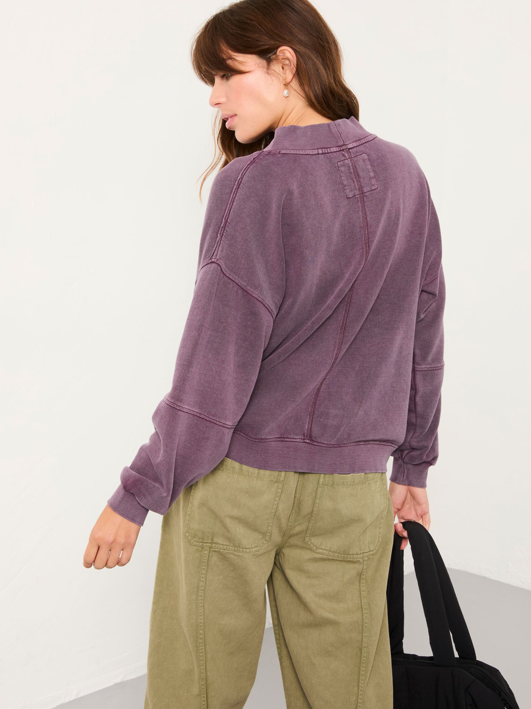 Lars Plum Purple Plain V Neck Sweat Top - Image 2 of 5