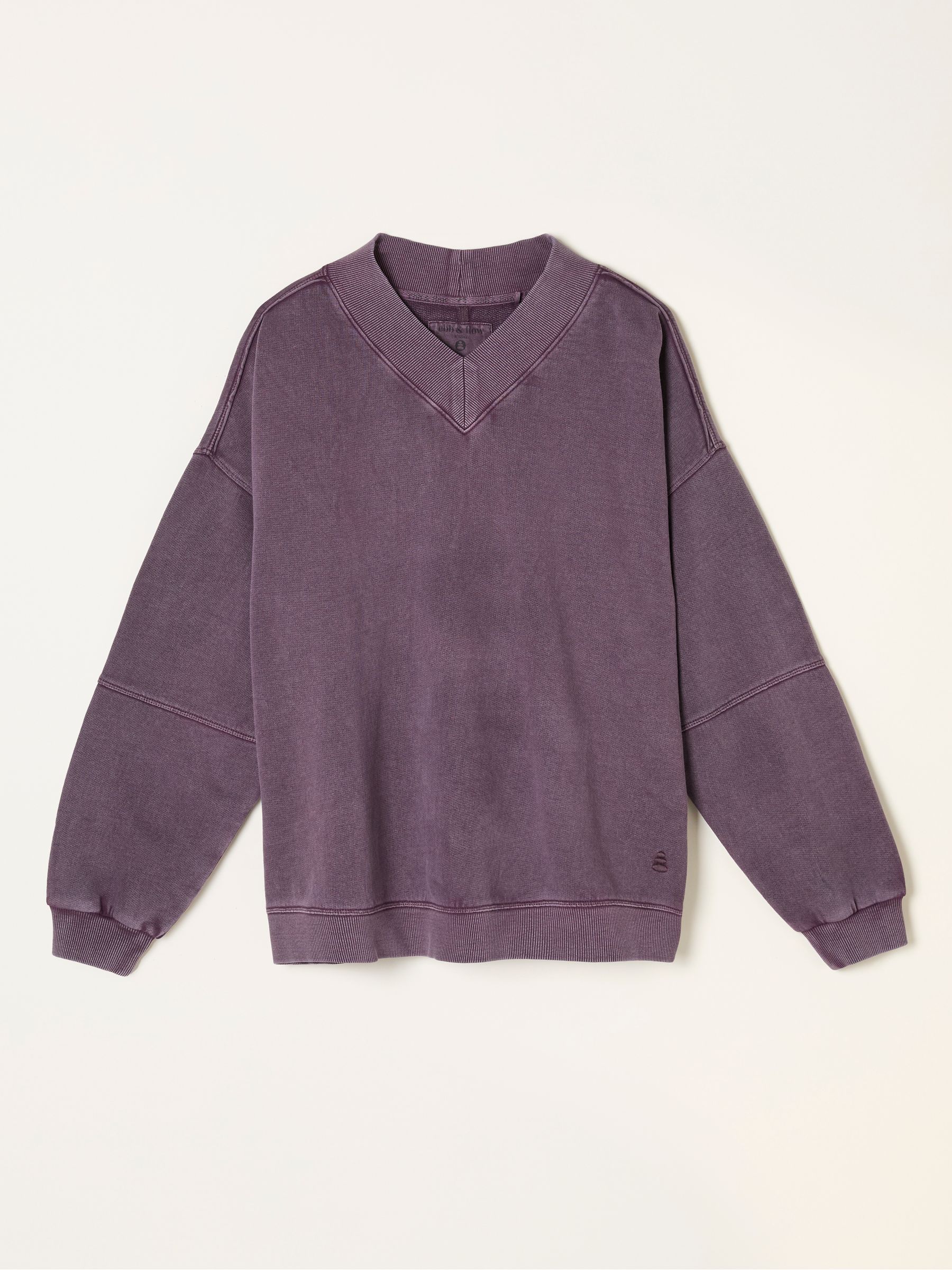 Lars Plum Purple Plain V Neck Sweat Top - Image 5 of 5