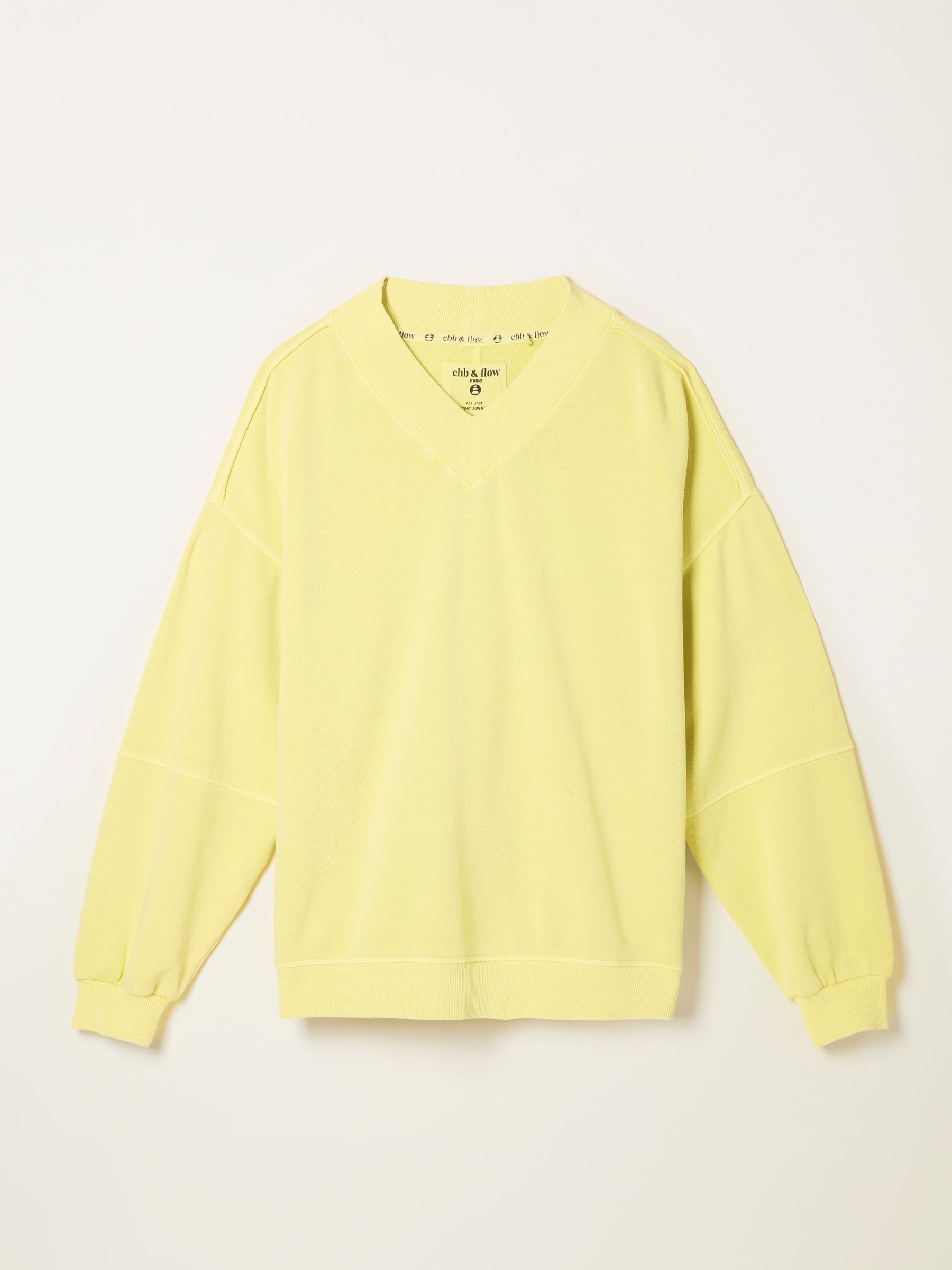 Lars Yellow Plain V Neck Sweat Top - Image 6 of 6