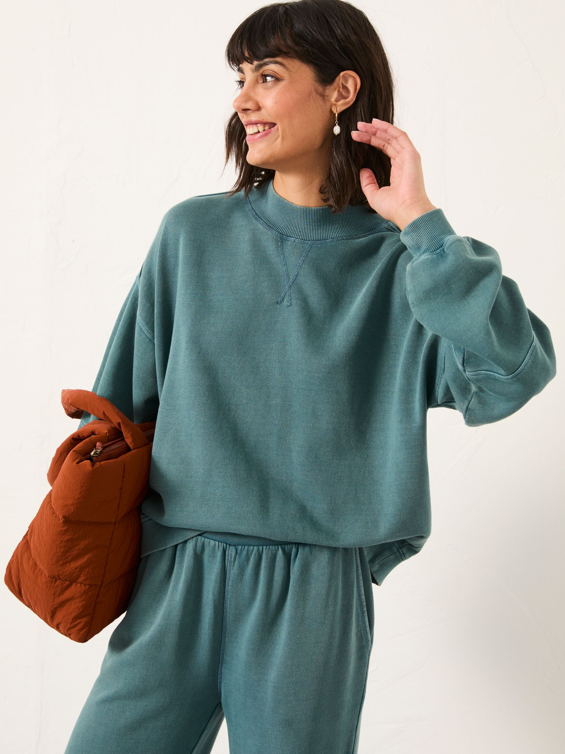 Jule Teal Blue Sweat Top - Image 1 of 5