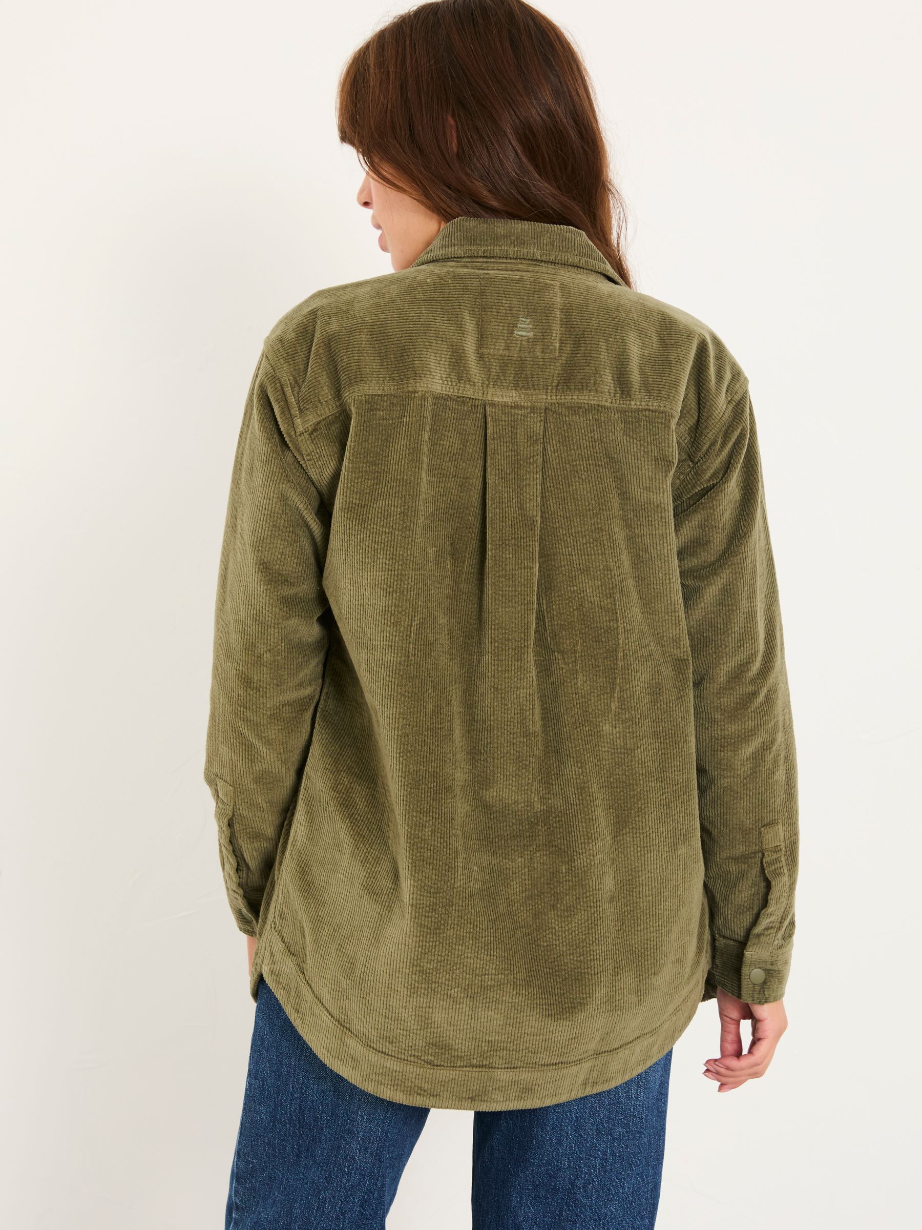 Alva Khaki Green Cord Overshirt - Image 2 of 5 Alva Khaki Green Cord Overshirt - Image 2 of 5