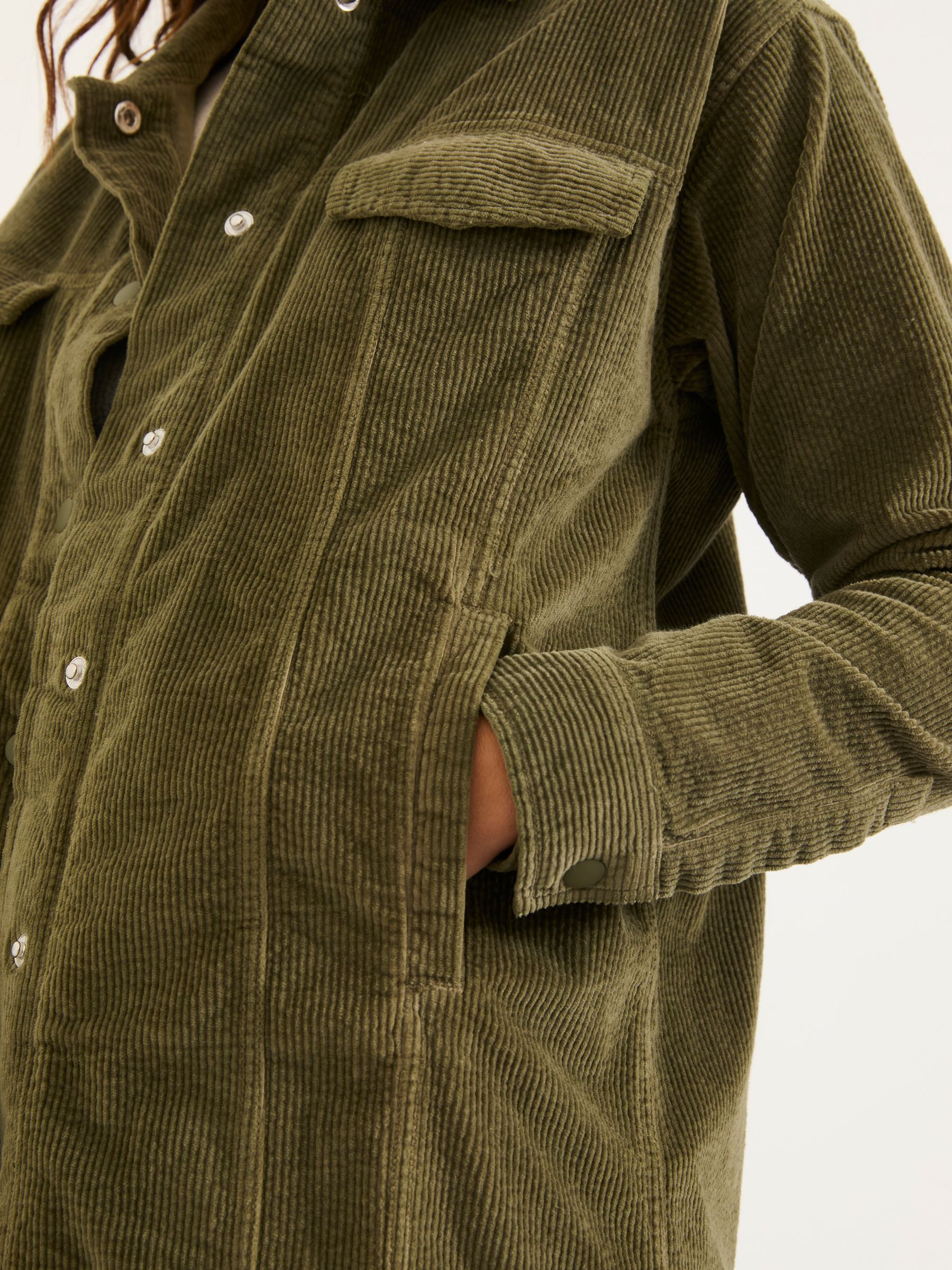 Alva Khaki Green Cord Overshirt - Image 3 of 5