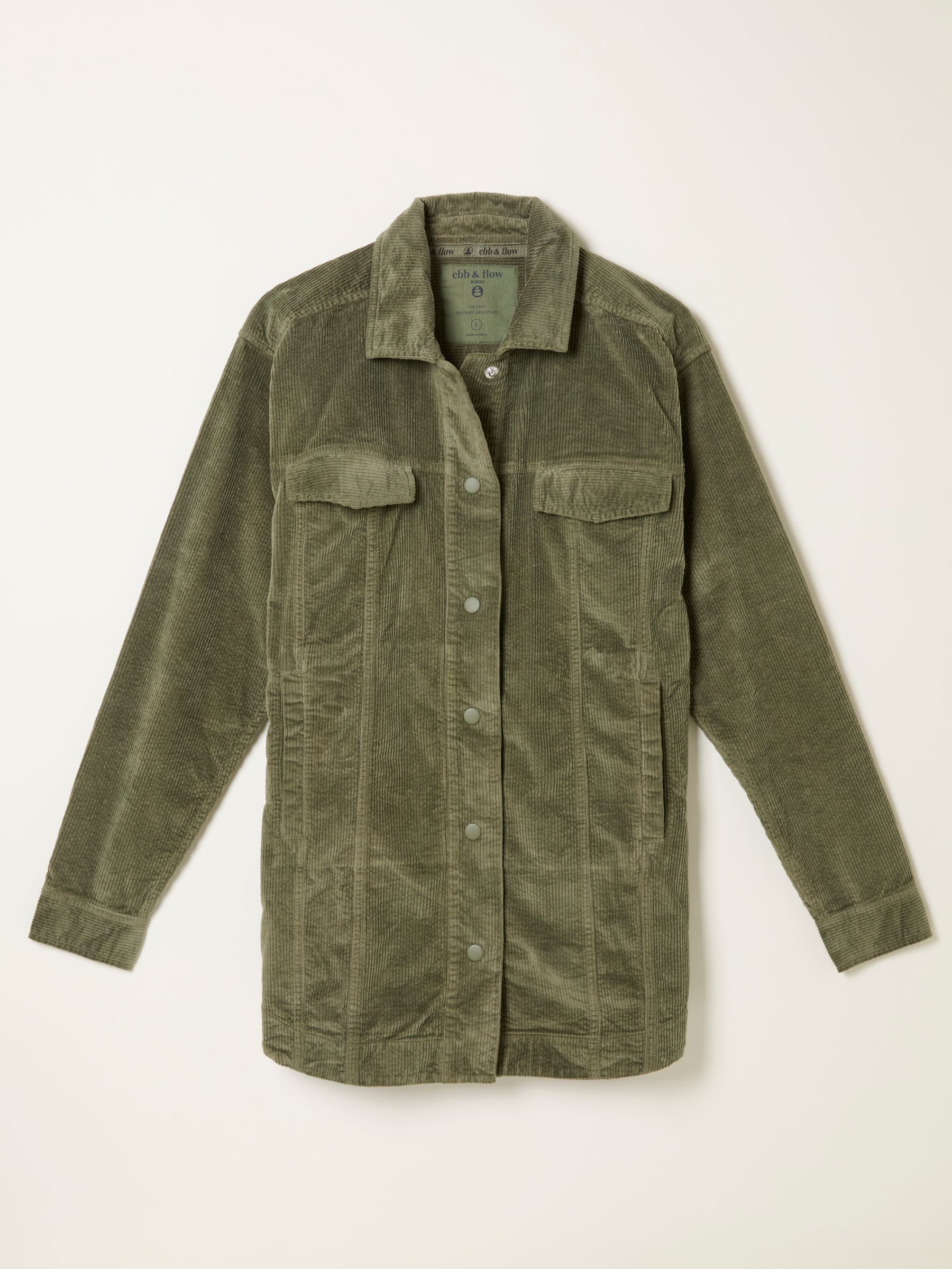 Alva Khaki Green Cord Overshirt - Image 5 of 5 Alva Khaki Green Cord Overshirt - Image 5 of 5
