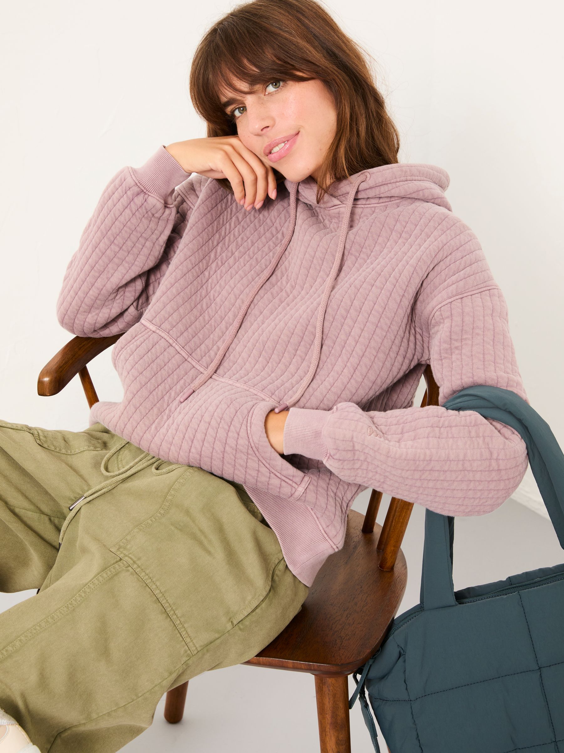 Elvy Lilac Purple Quilted Hoodie - Image 4 of 5