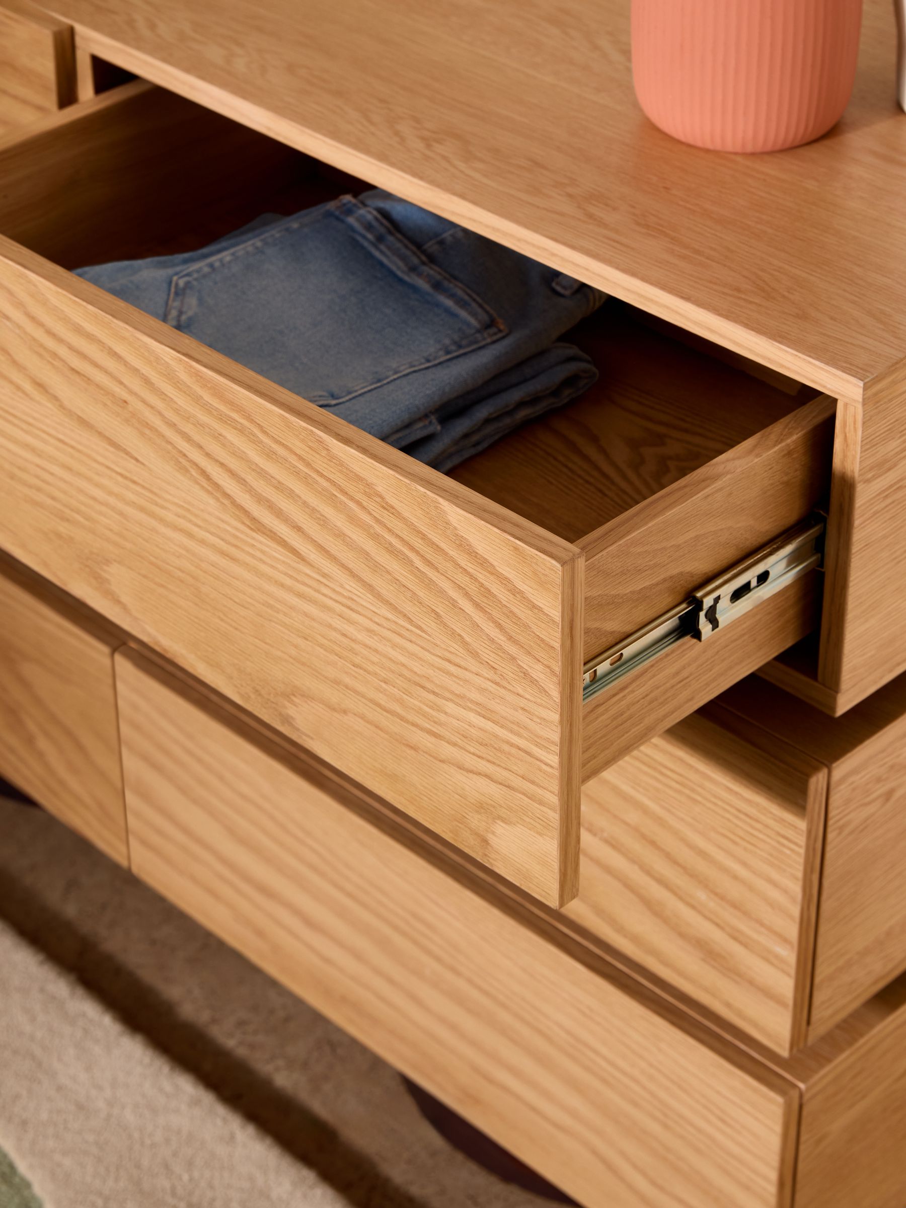 Bern Wide Chest of Drawers in Oak - Image 2 of 5