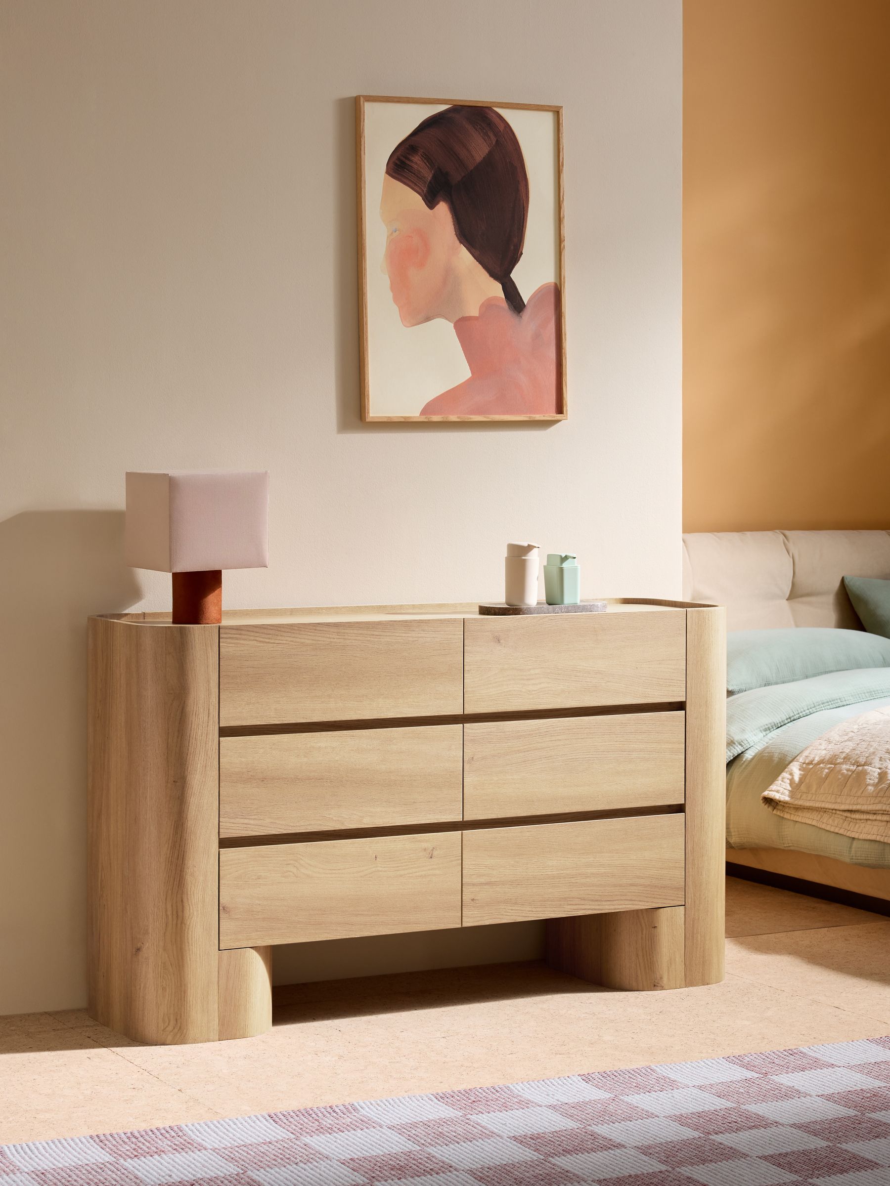 Light Oak Effect Wide Kain Wide 6 Drawer Chest - Image 1 of 5 Light Oak Effect Wide Kain Wide 6 Drawer Chest - Image 1 of 5