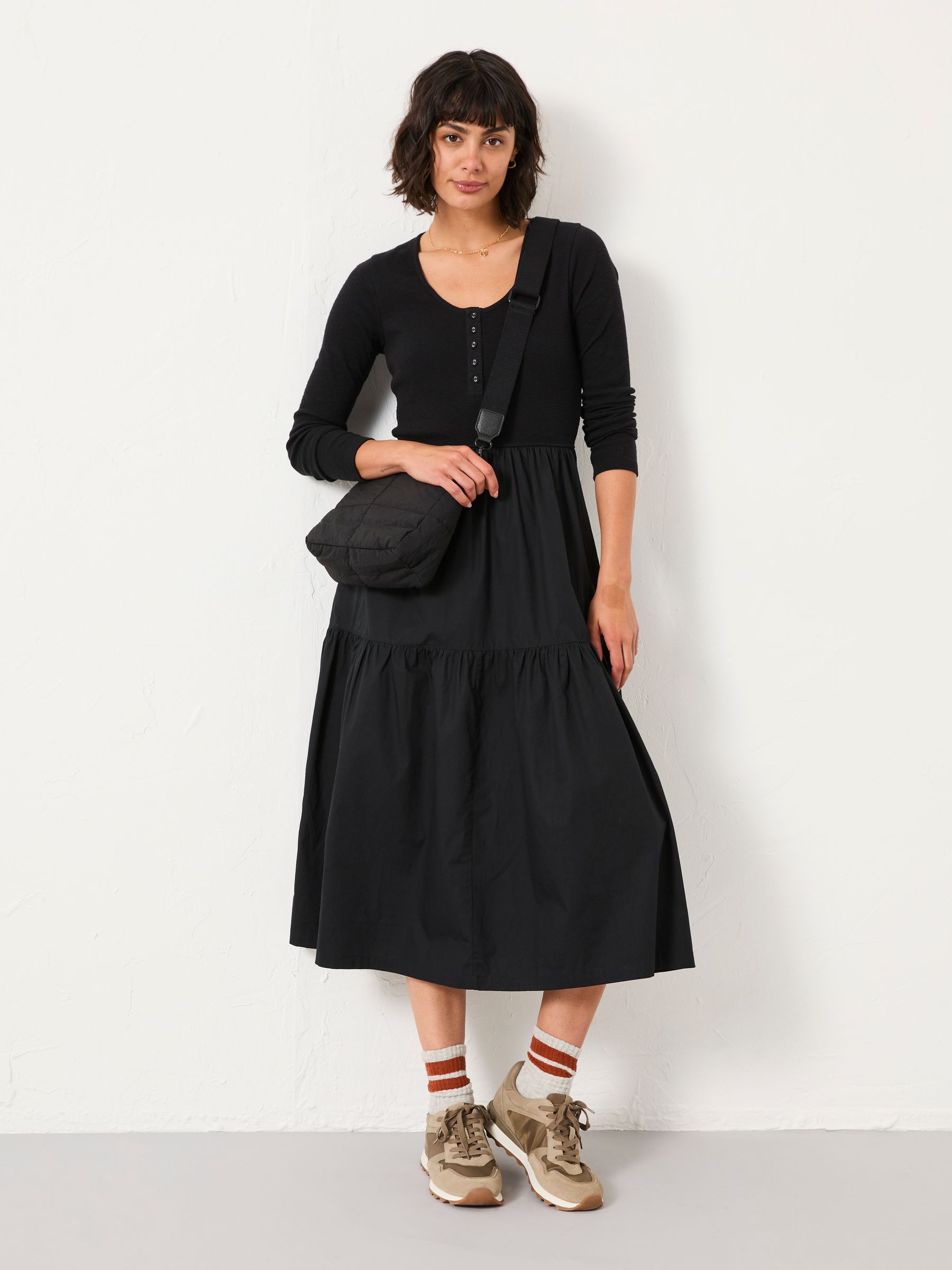 Jersey Woven Midi Dress