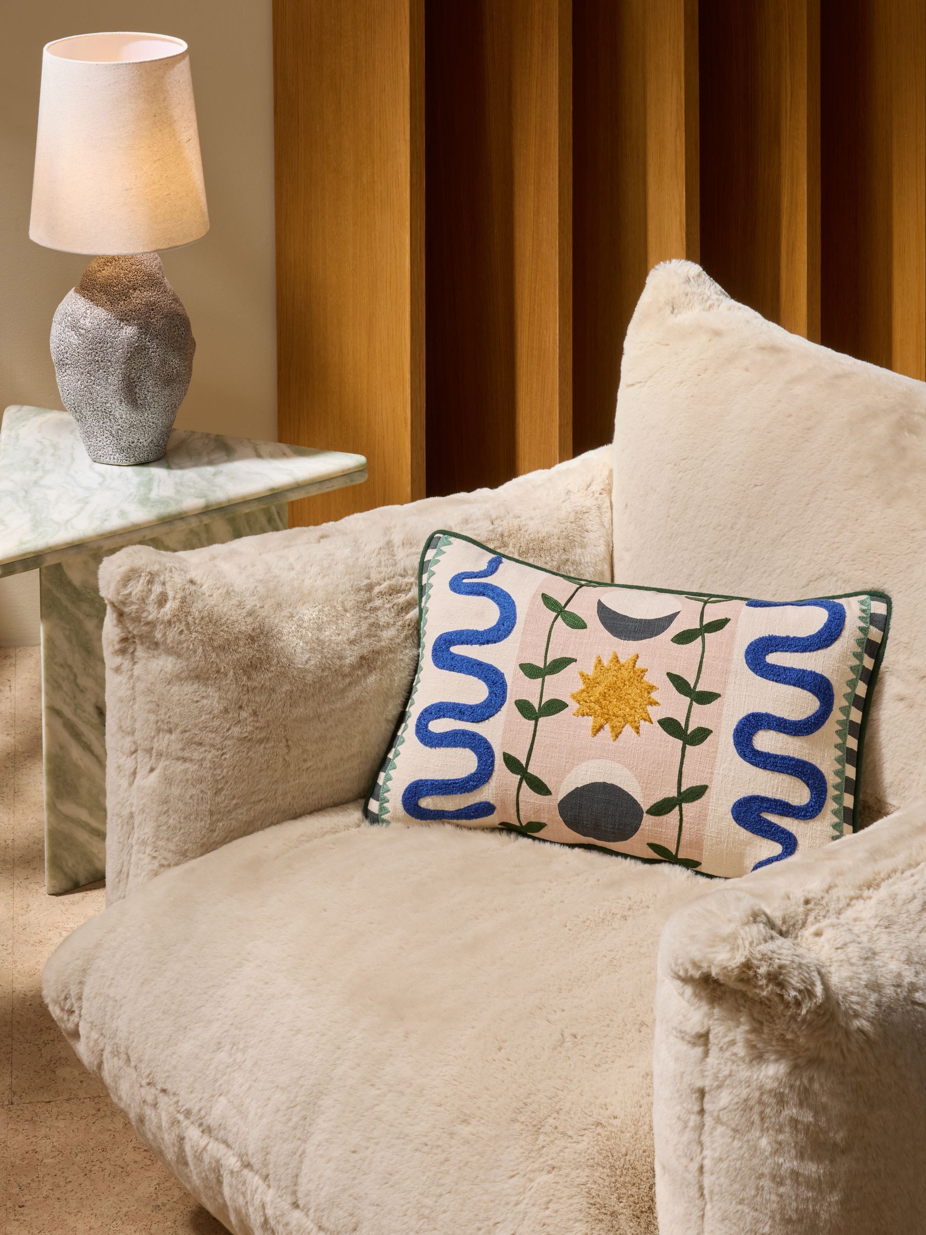 Embroidered Cushion in Aperion - Image 1 of 4