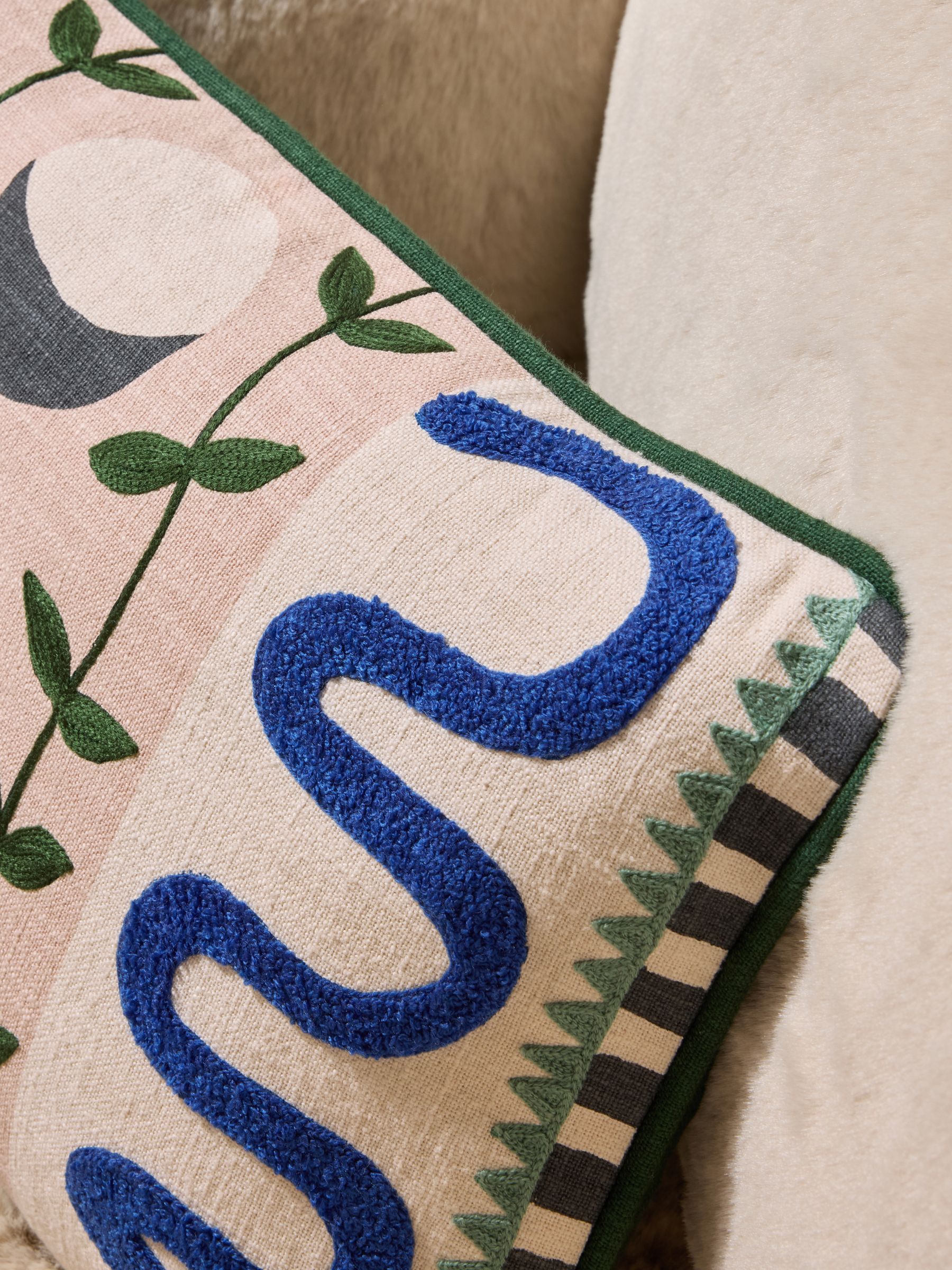 Embroidered Cushion in Aperion - Image 2 of 4