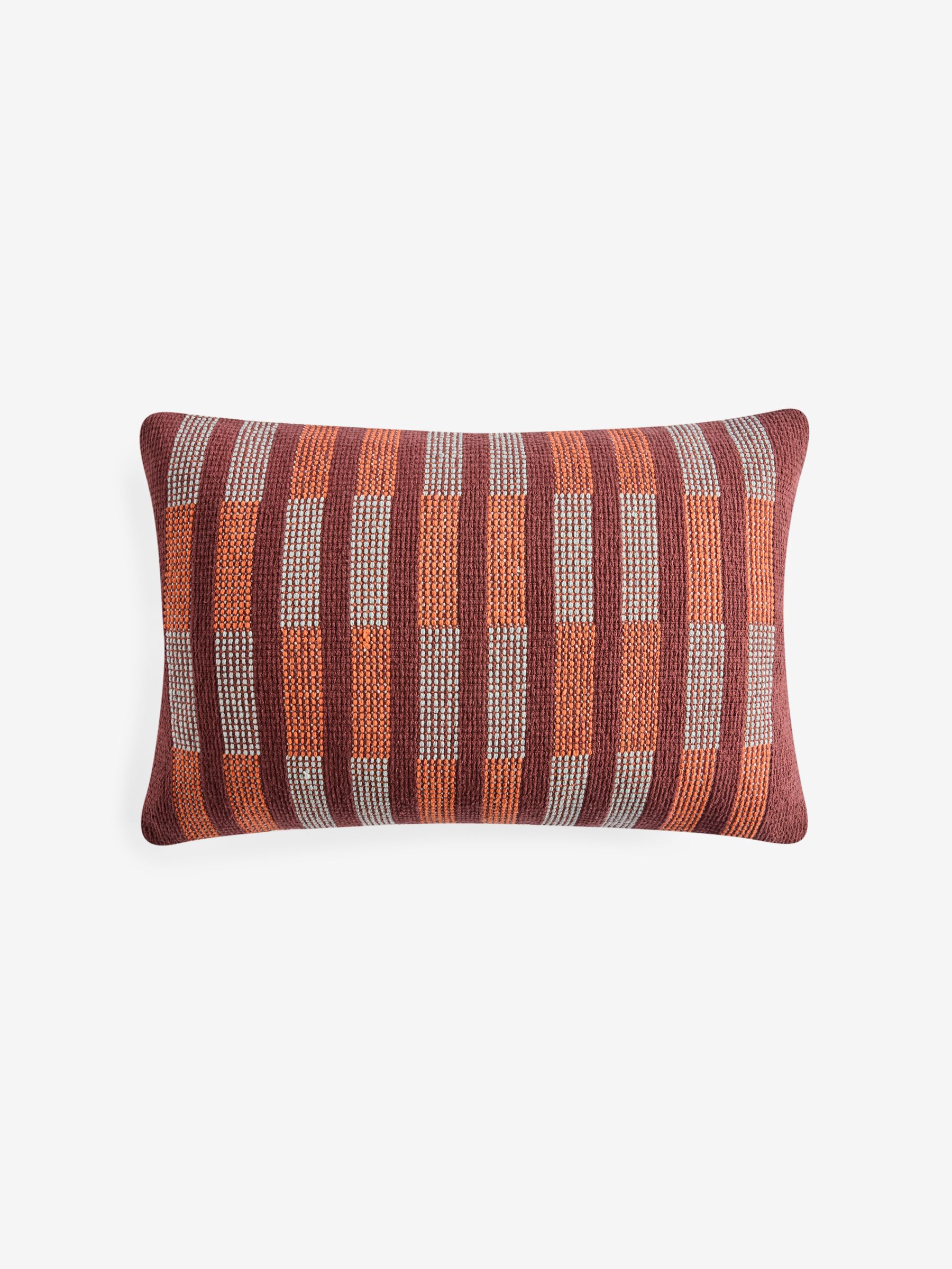Blake Woven Stripe Cushion in Burgundy - Image 3 of 3 Blake Woven Stripe Cushion in Burgundy - Image 3 of 3