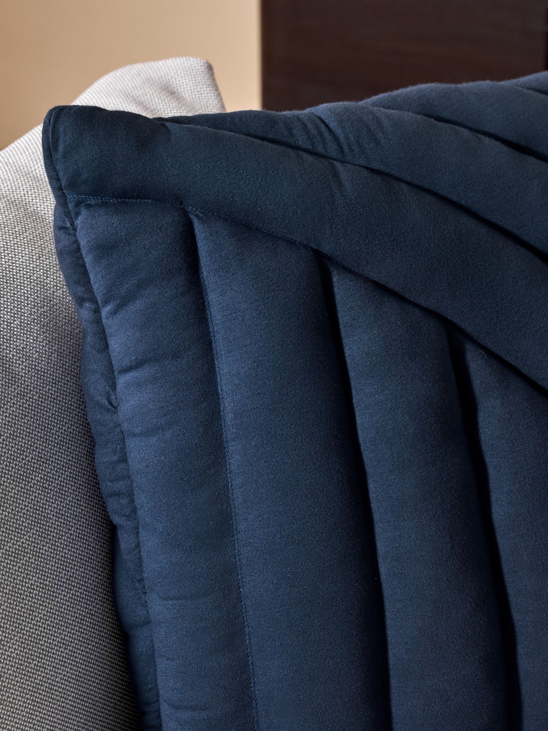 Lonny Quilted Jersey Cushion in Navy - Image 3 of 4