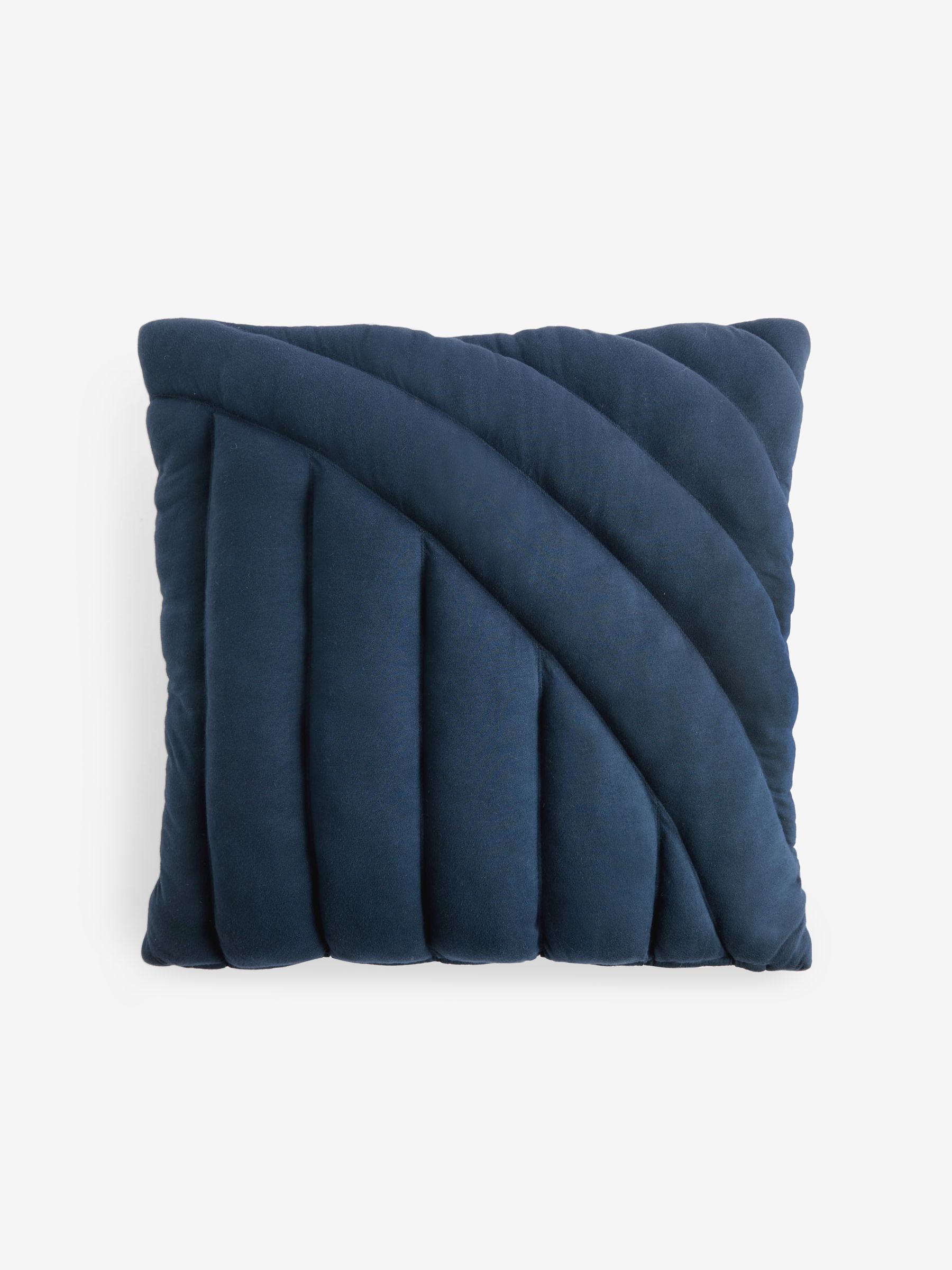 Lonny Quilted Jersey Cushion in Navy - Image 4 of 4