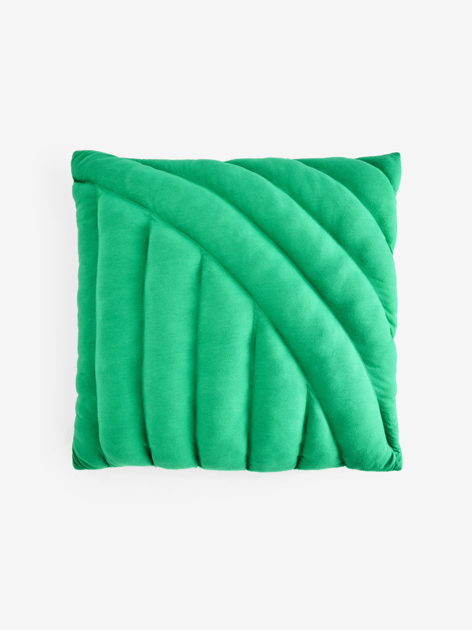 Lonny Quilted Jersey Cushion in Green - Image 3 of 3