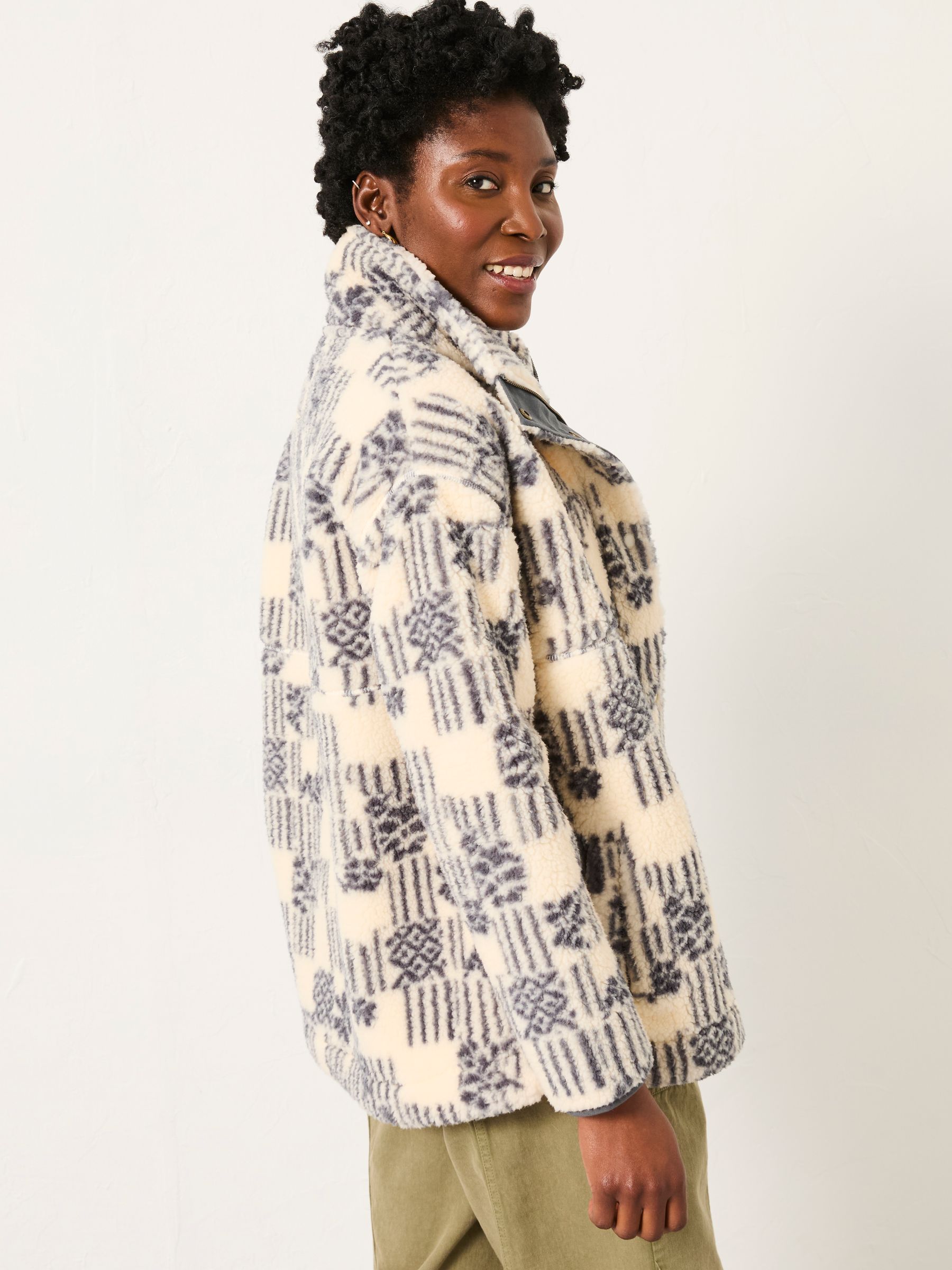 Rosie Ivory Papercut Floral Zip Through Fleece - Image 2 of 5