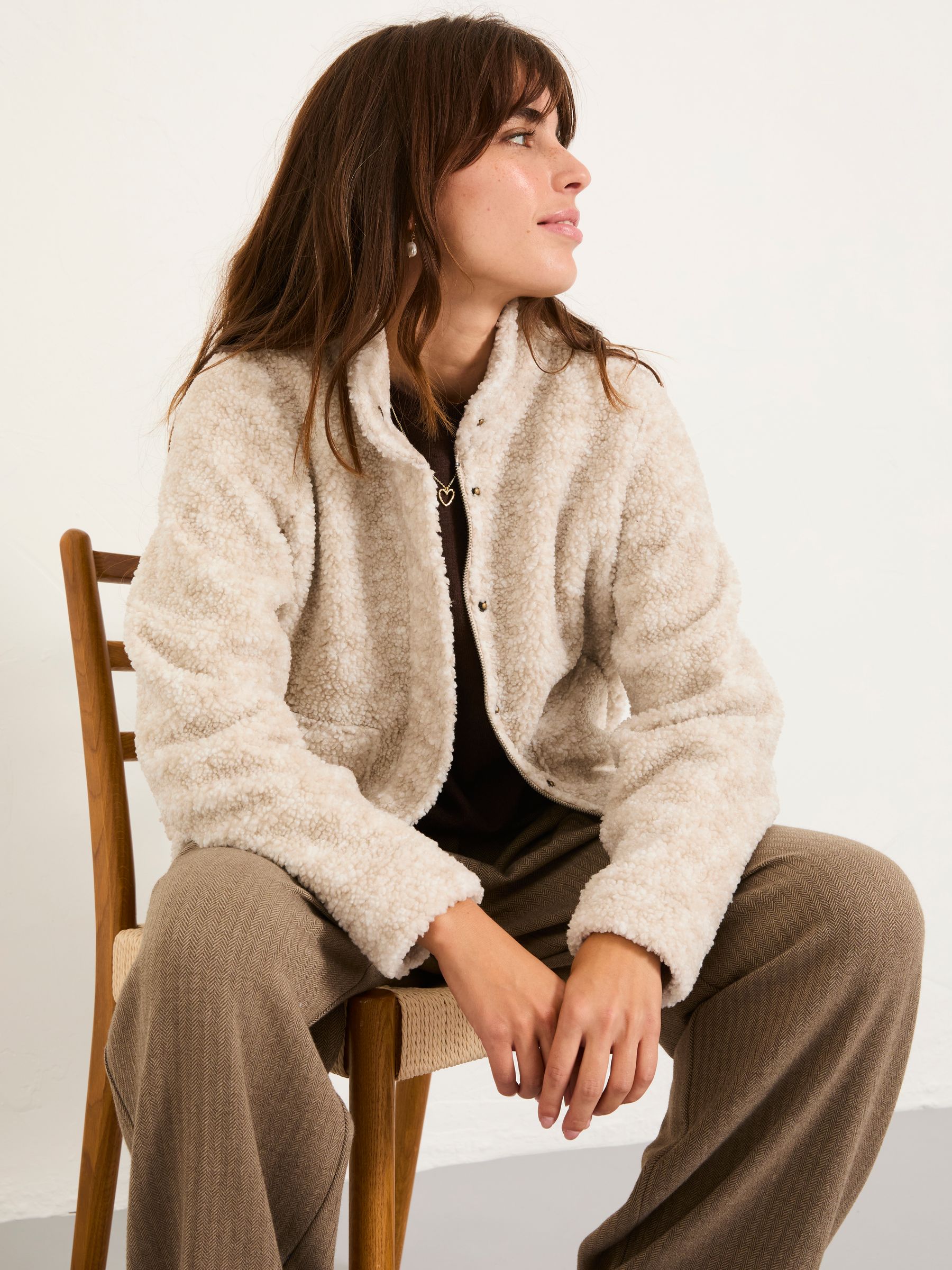 Natural Fleece Bomber Zip Through Jacket - Image 4 of 6