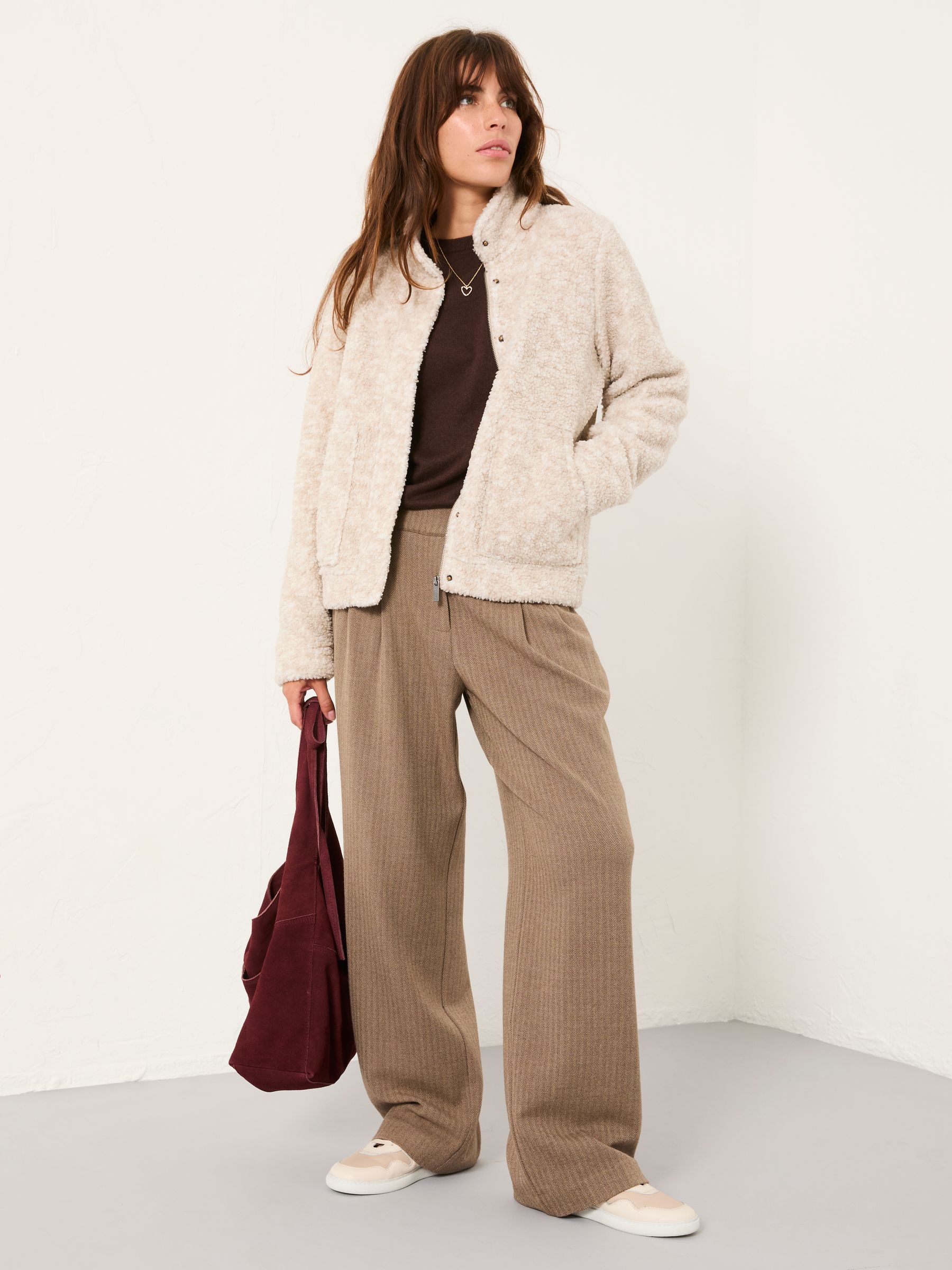 Natural Fleece Bomber Zip Through Jacket - Image 5 of 6
