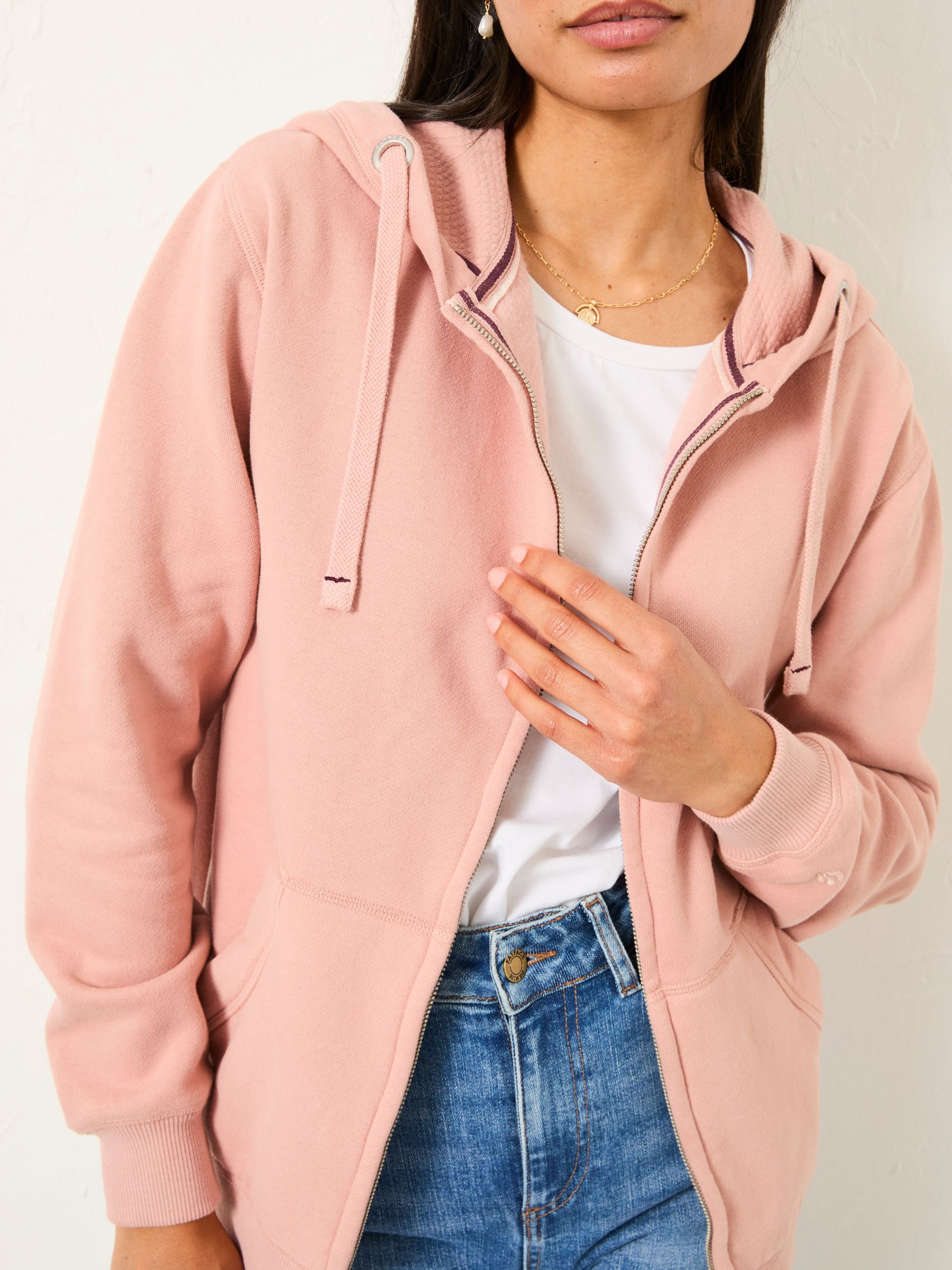 Amy Rose Pink Zip Through Hoodie - Image 3 of 5