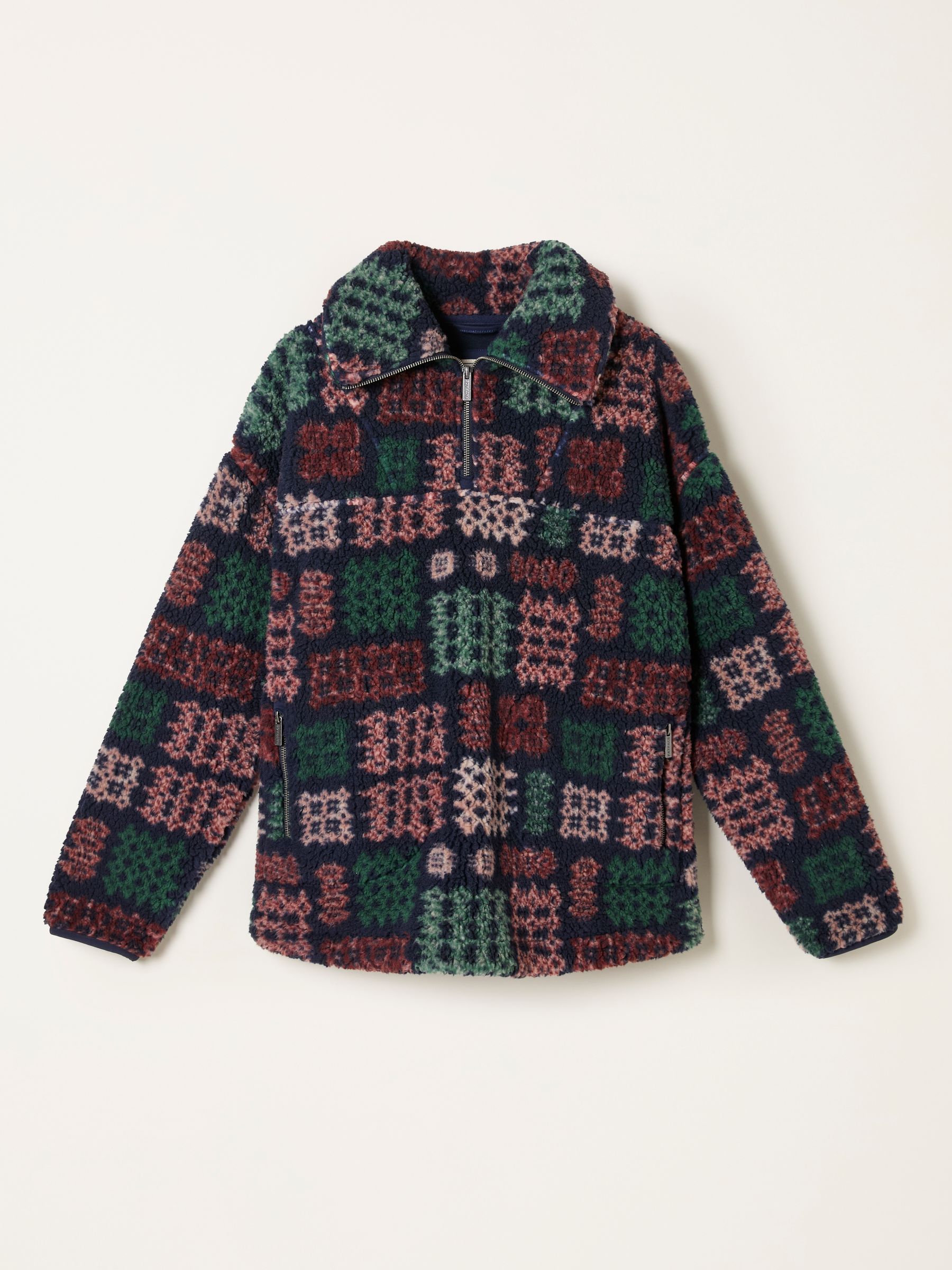 Navy Blanket Print Borg Fleece - Image 6 of 6