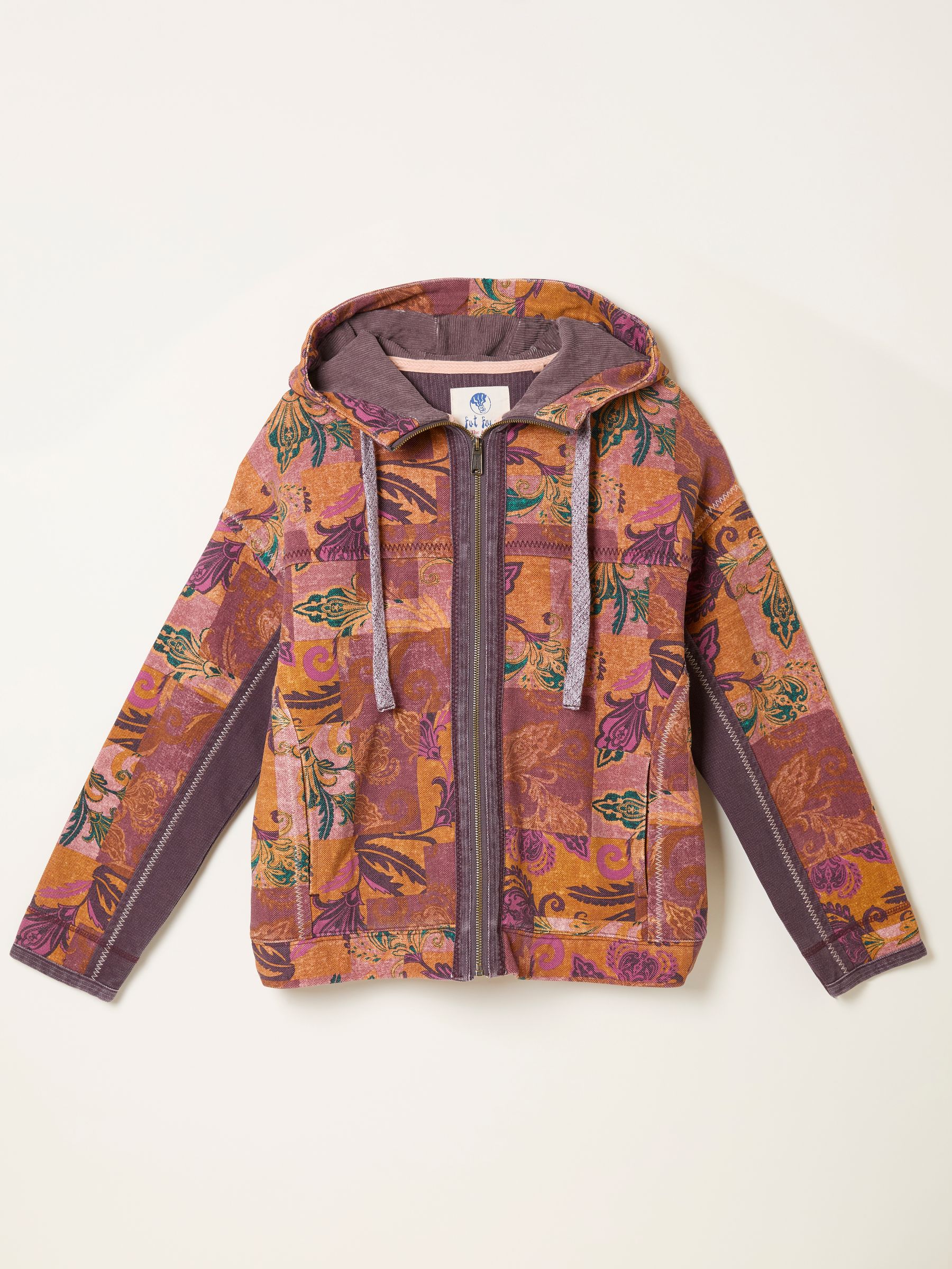 Airlie Pink Patched Chintz Zip Through Hoody - Image 6 of 6