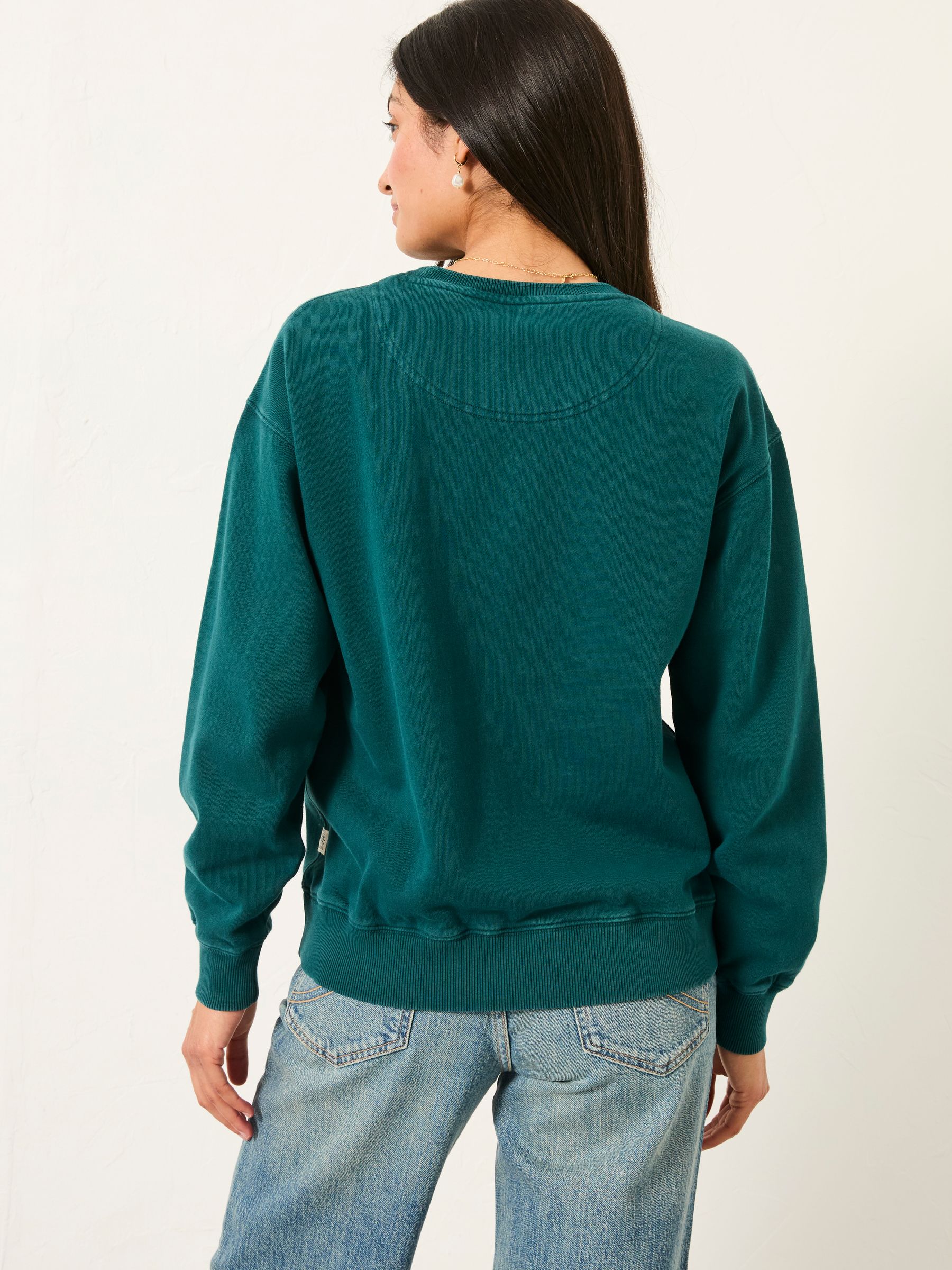 Georgia Dark Teal Blue Crew Sweatshirt - Image 2 of 5 Georgia Dark Teal Blue Crew Sweatshirt - Image 2 of 5