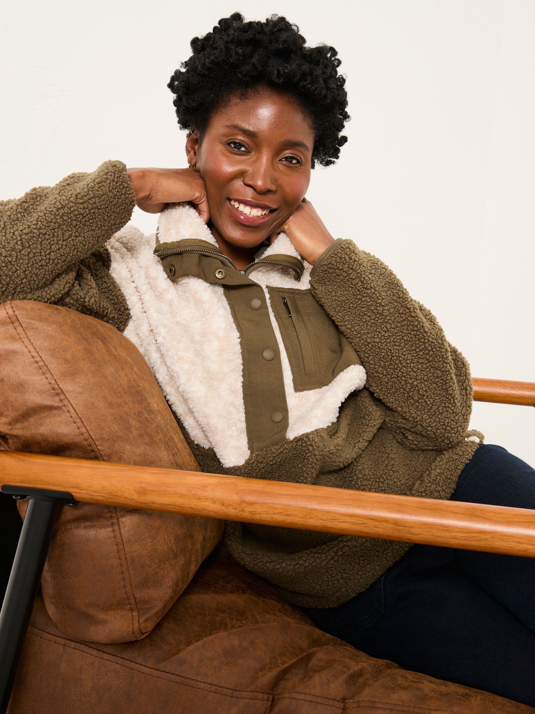 Lucy Olive Green Colour Block Fleece | FatFace USA