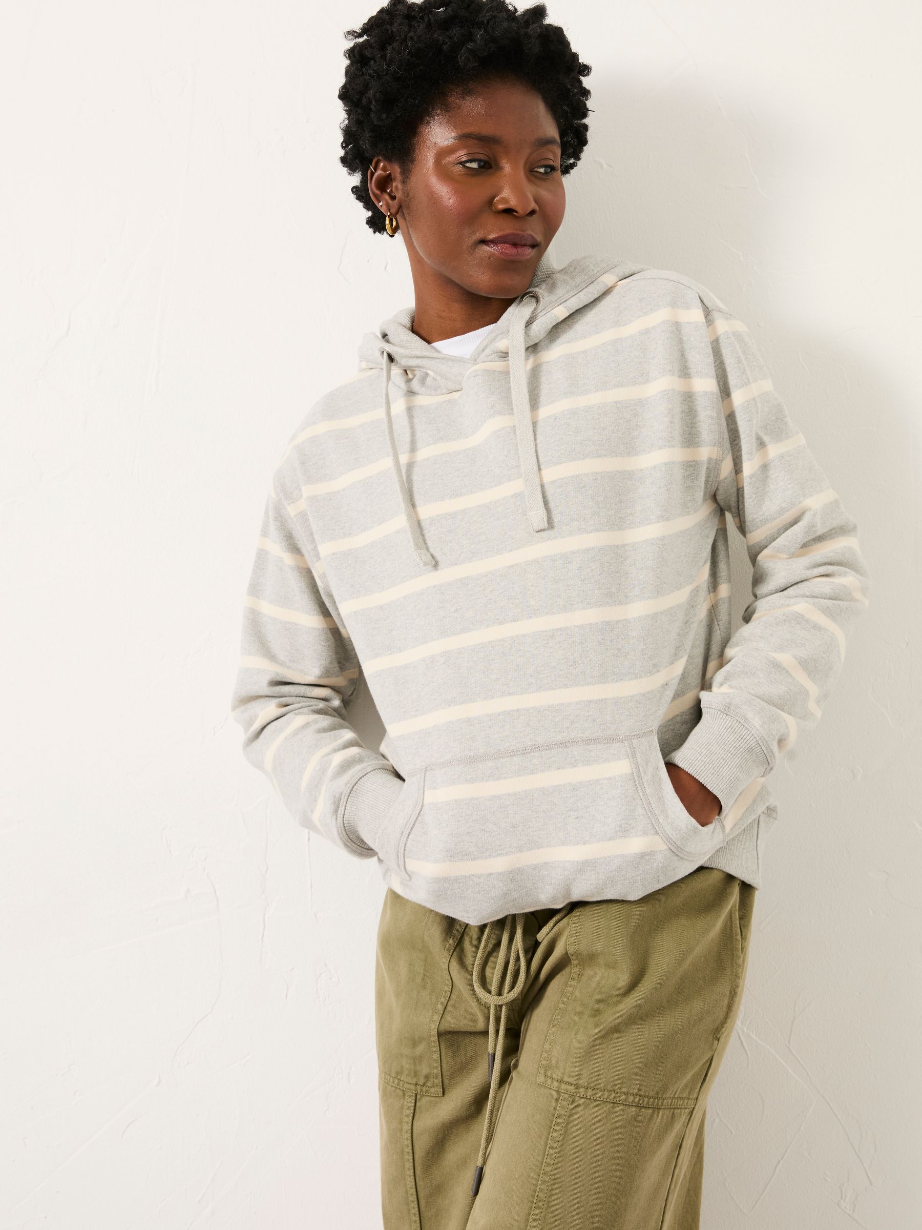 Izzy Grey Stripe Overhead Hoodie | FatFace USA