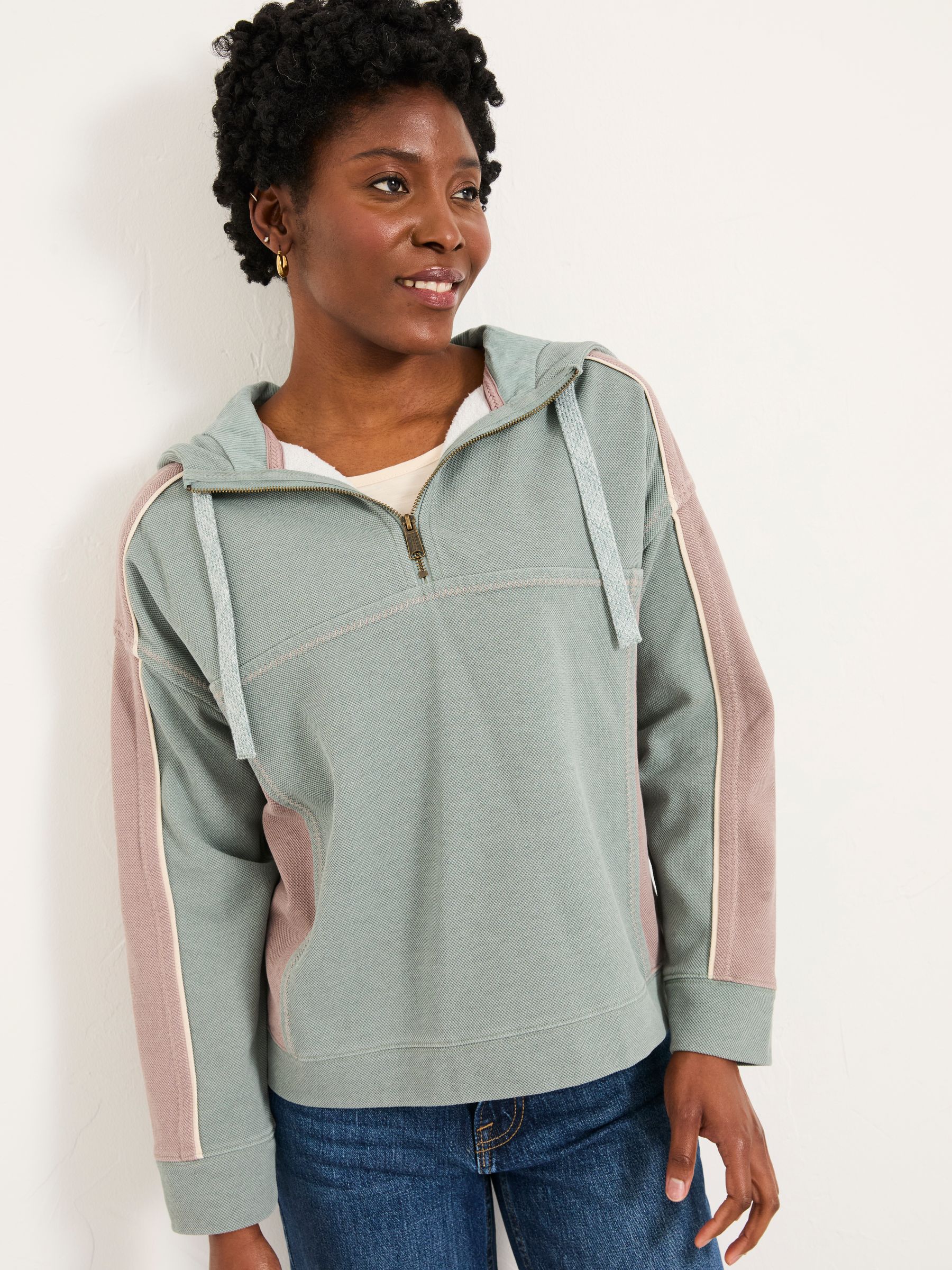 Airlie Teal Blue Overhead Hoodie FatFace
