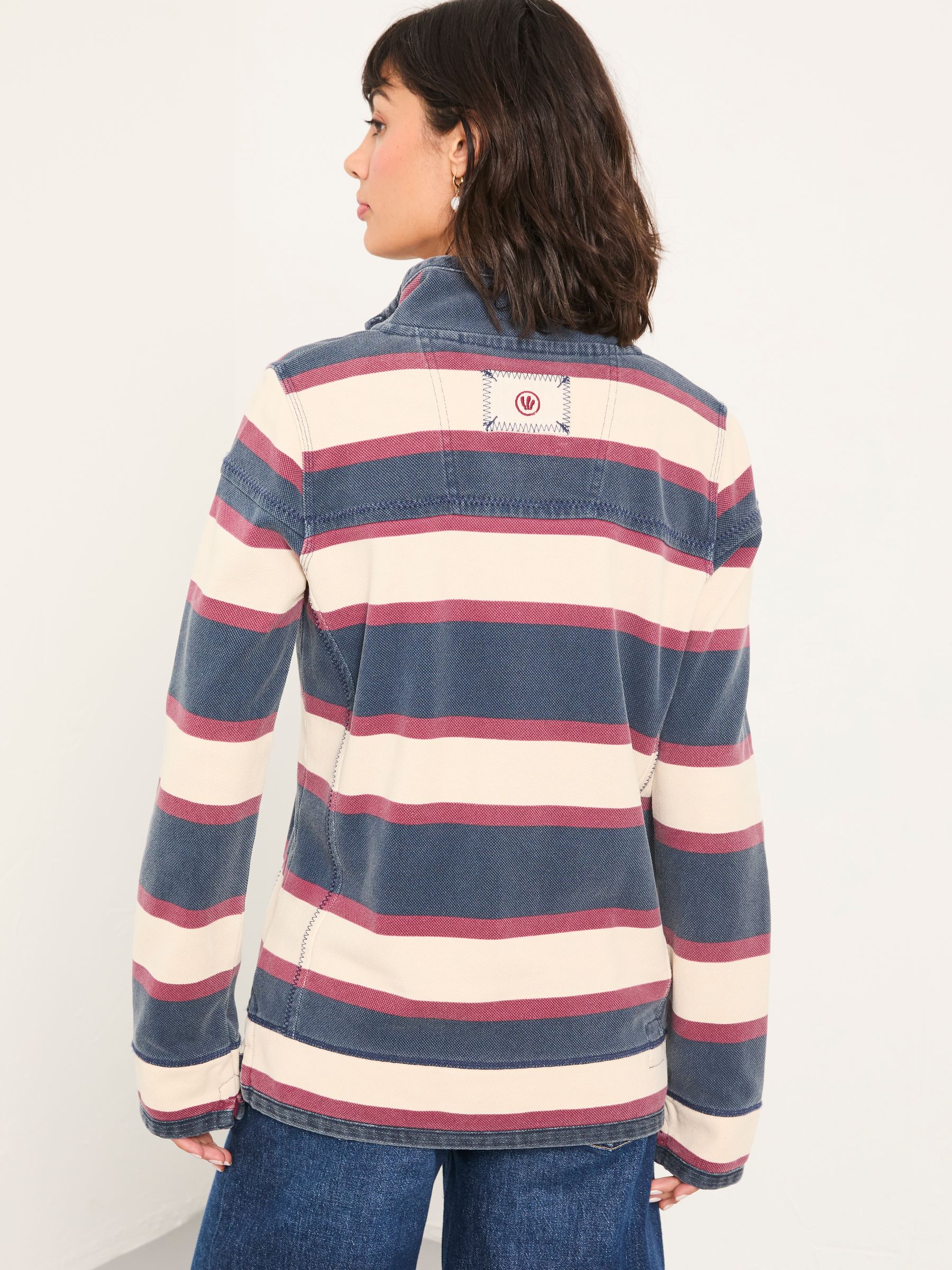 Airlie Navy Stripe Half Neck Sweat - Image 2 of 5