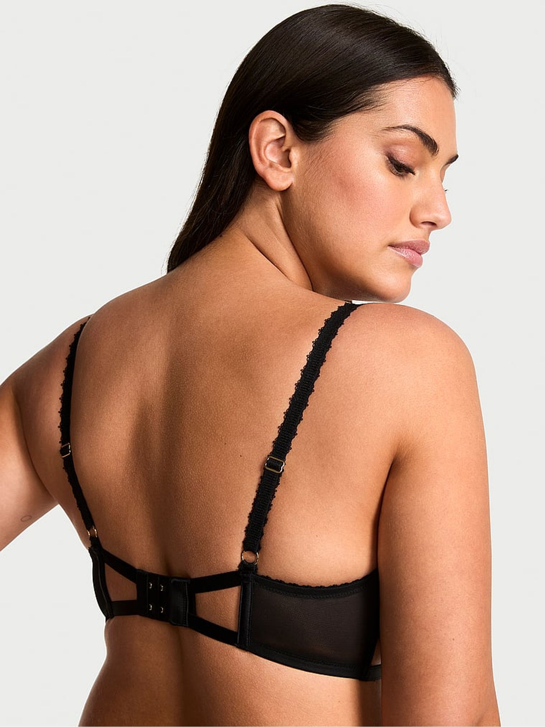 Dark Blossom Black Unlined Demi Embroidery Bra - Image 2 of 3