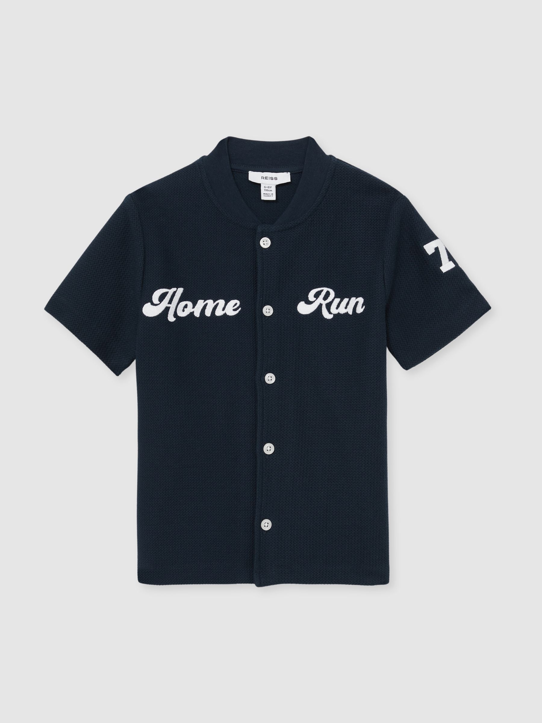 3-9 yrs Cotton Textured Home Run Shirt in Navy - Image 2 of 4