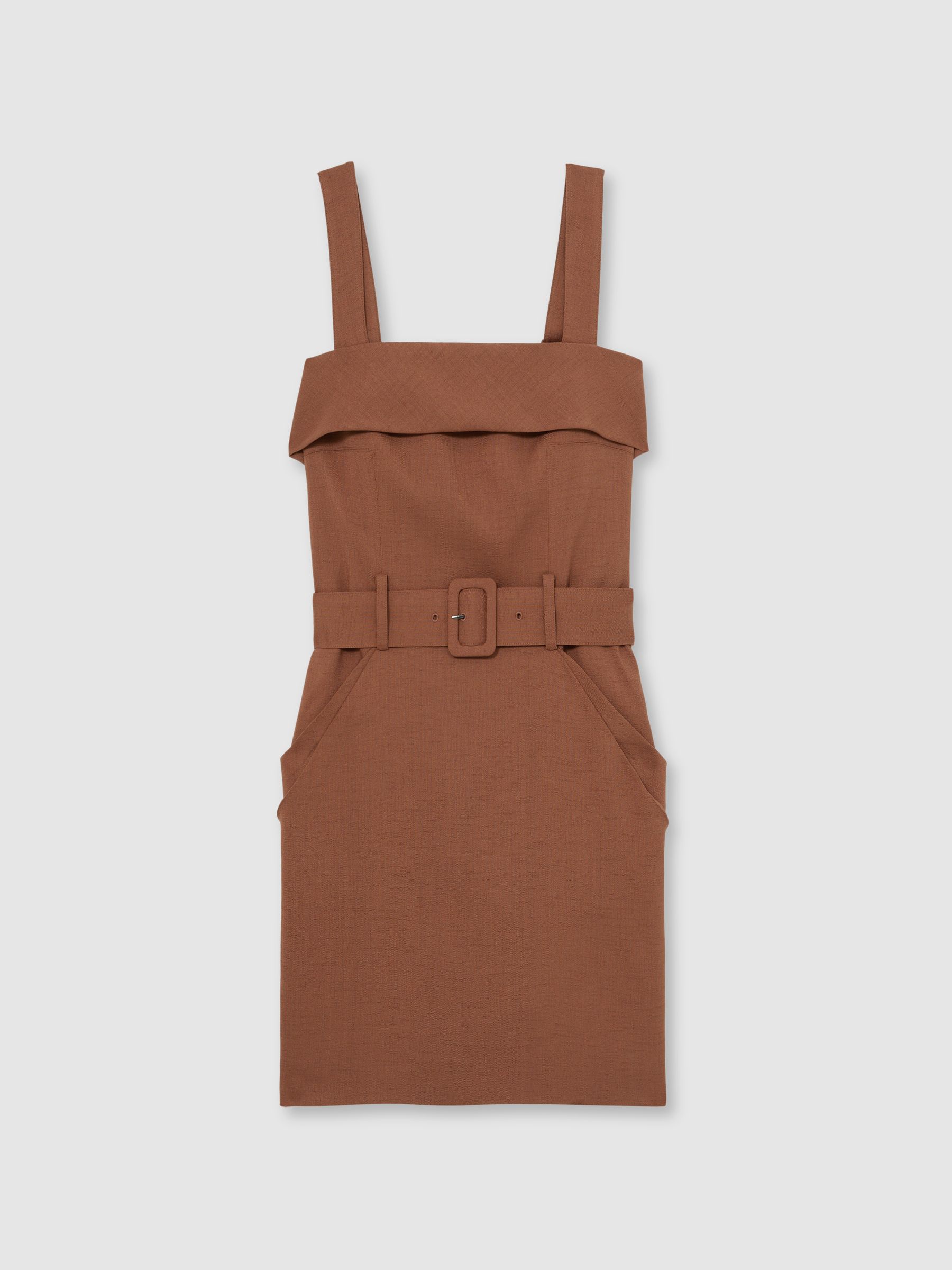 Belted Mini Dress in Brown - Image 2 of 5