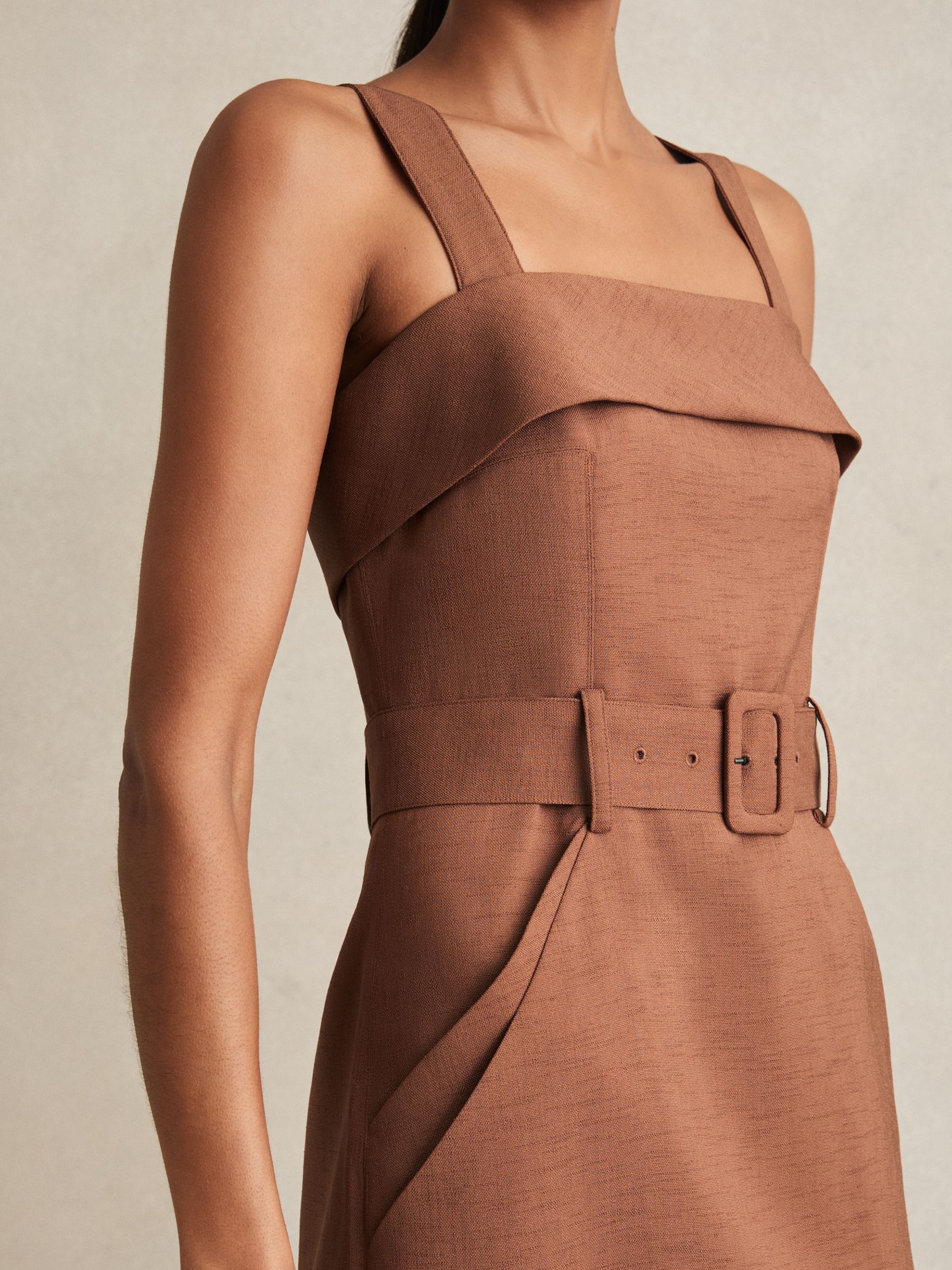 Belted Mini Dress in Brown - Image 3 of 5