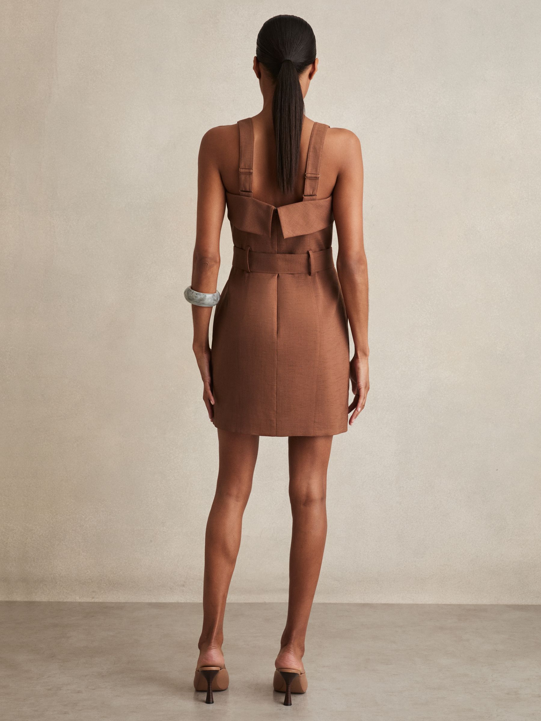 Belted Mini Dress in Brown - Image 4 of 5